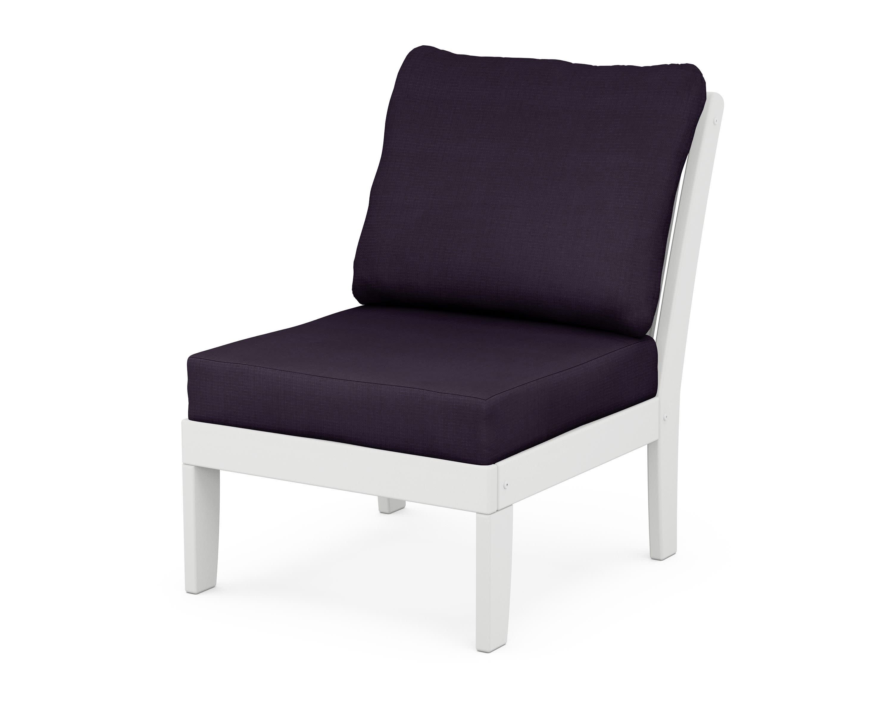 Braxton Modular Armless Chair in White / Navy Linen