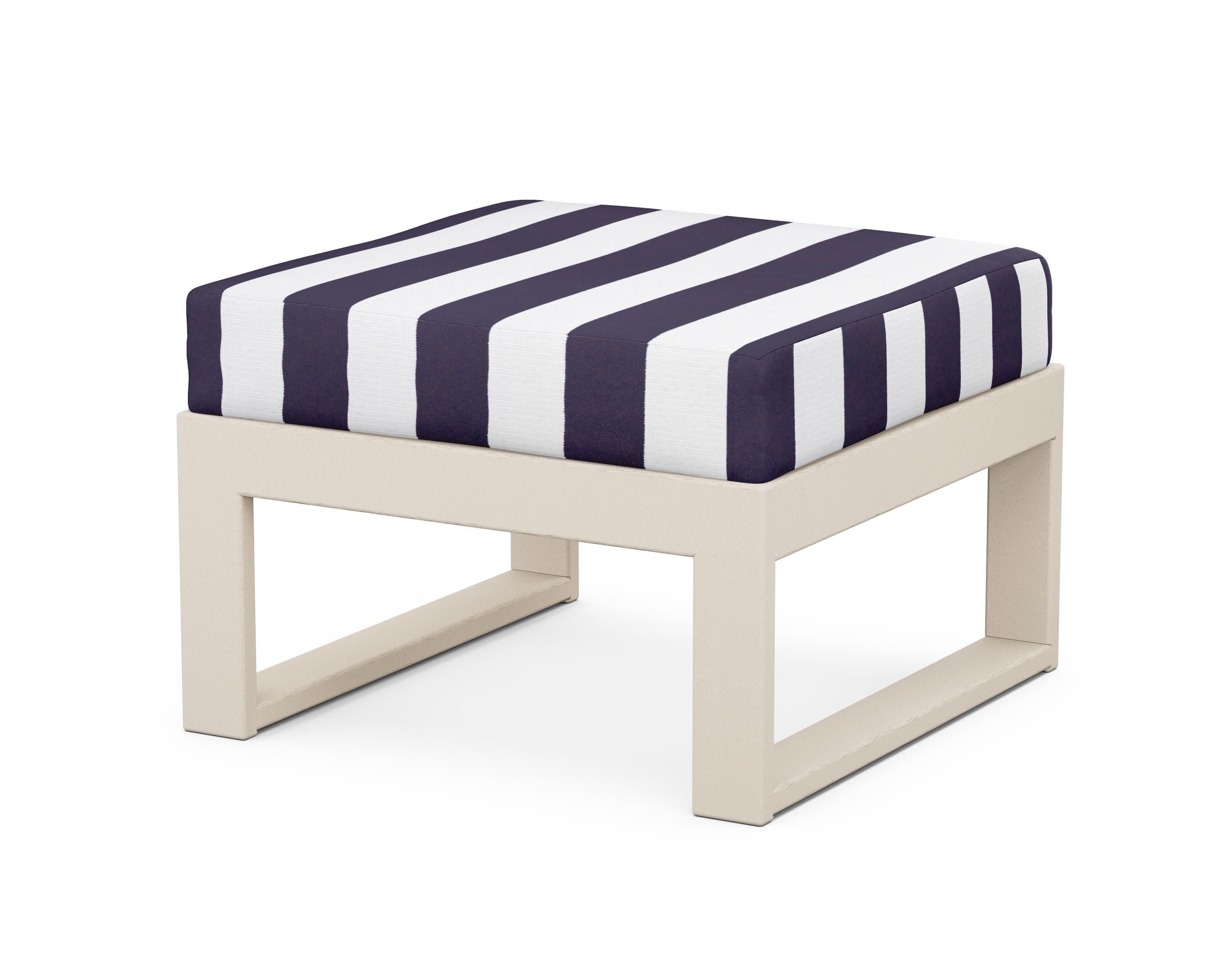 Modular Ottoman - Modern in Sand / Cabana Stripe Navy