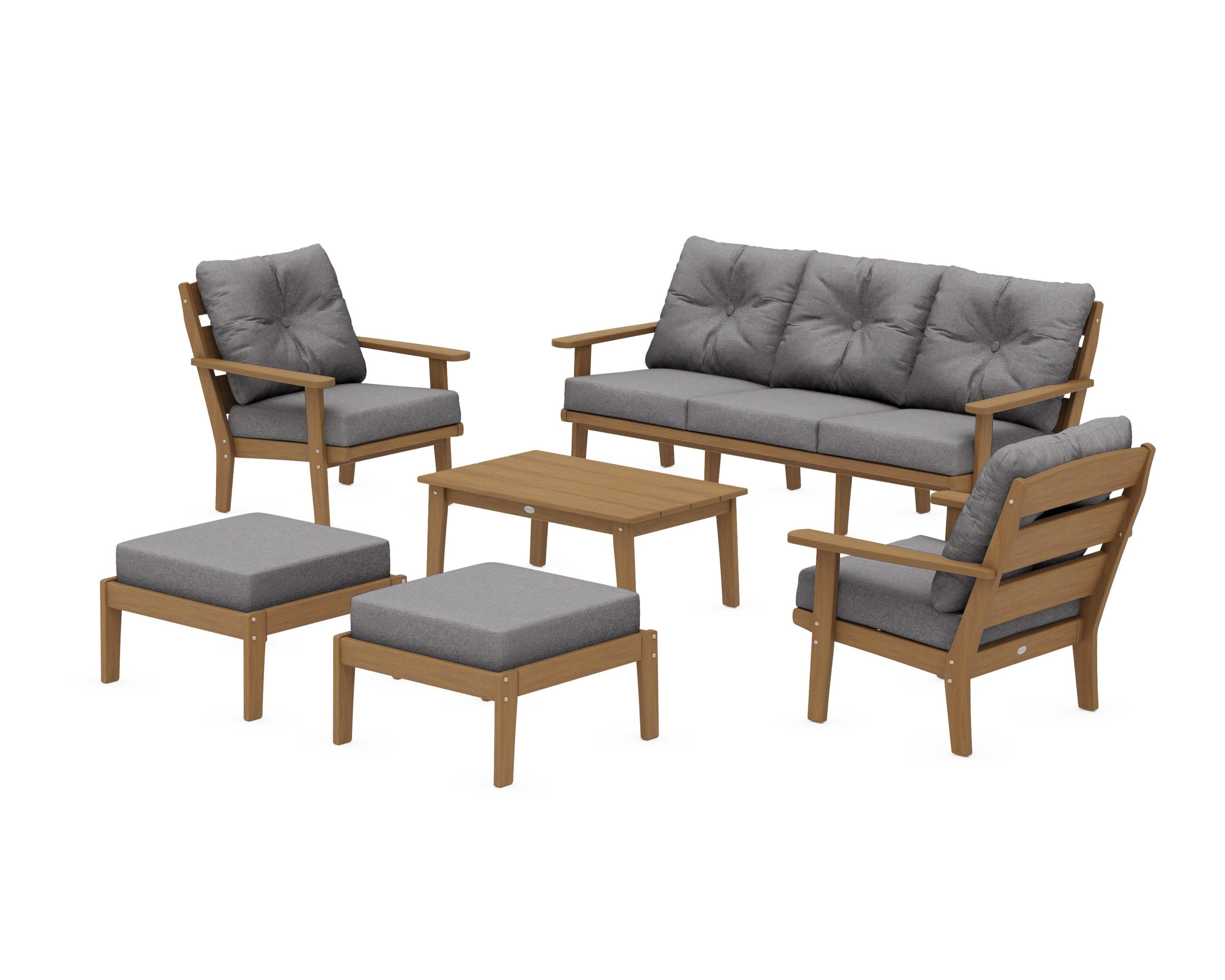 Lakeside 6-Piece Lounge Sofa Set in Natural / Ash Charcoal