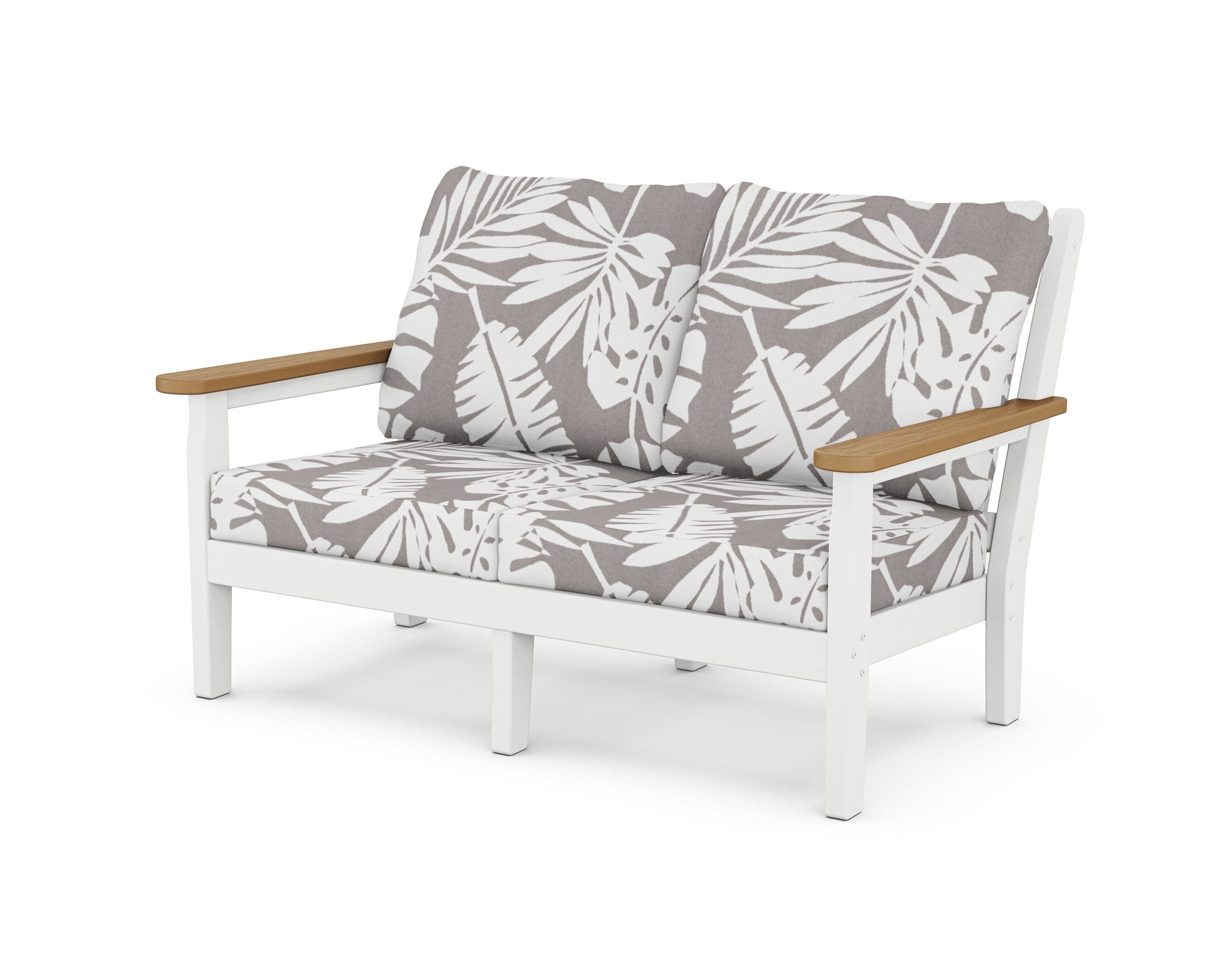 Chippendale Deep Seating Loveseat in White / Natural / Leaf Grey Mist