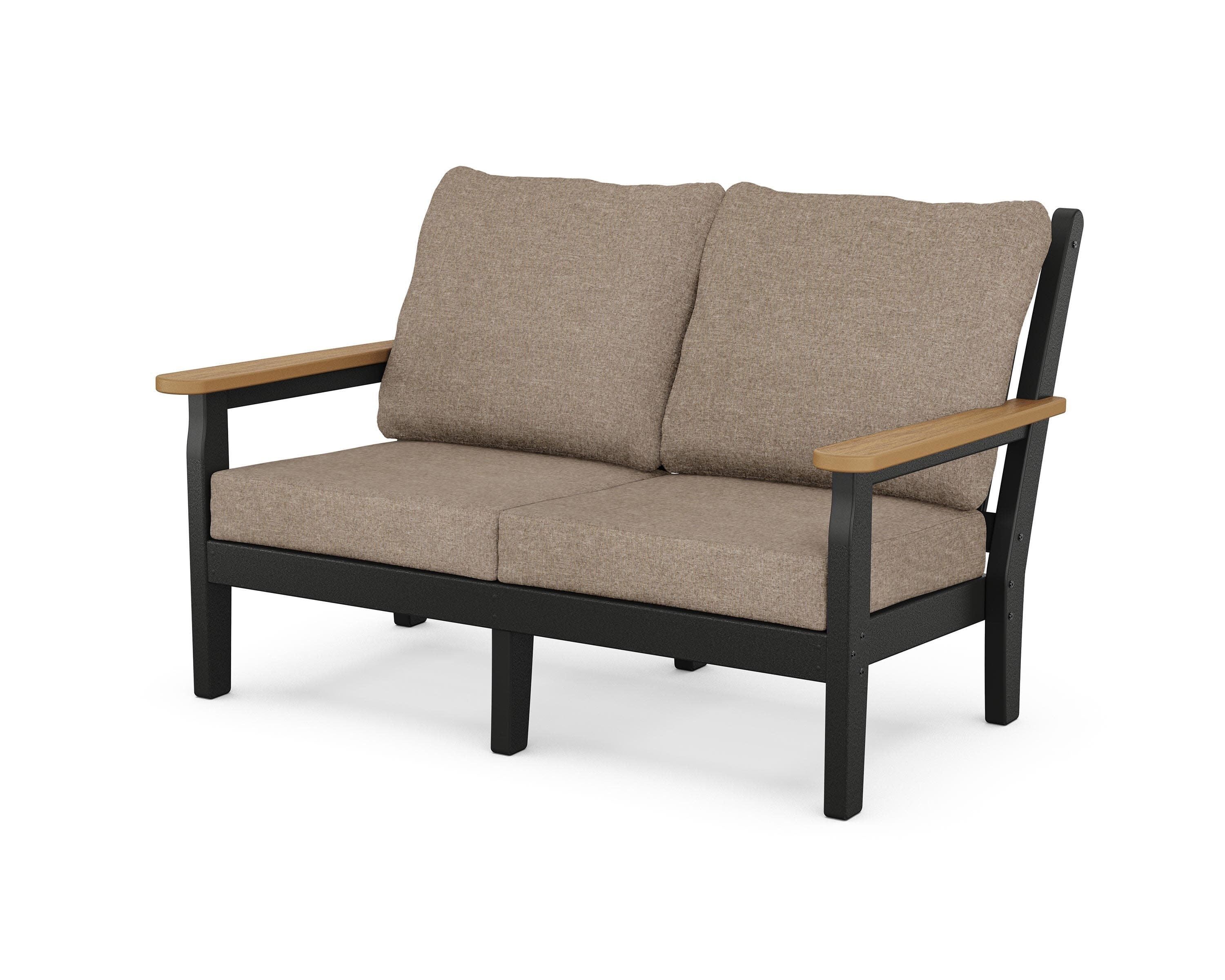 Chippendale Deep Seating Loveseat in Black / Natural / Spiced Burlap