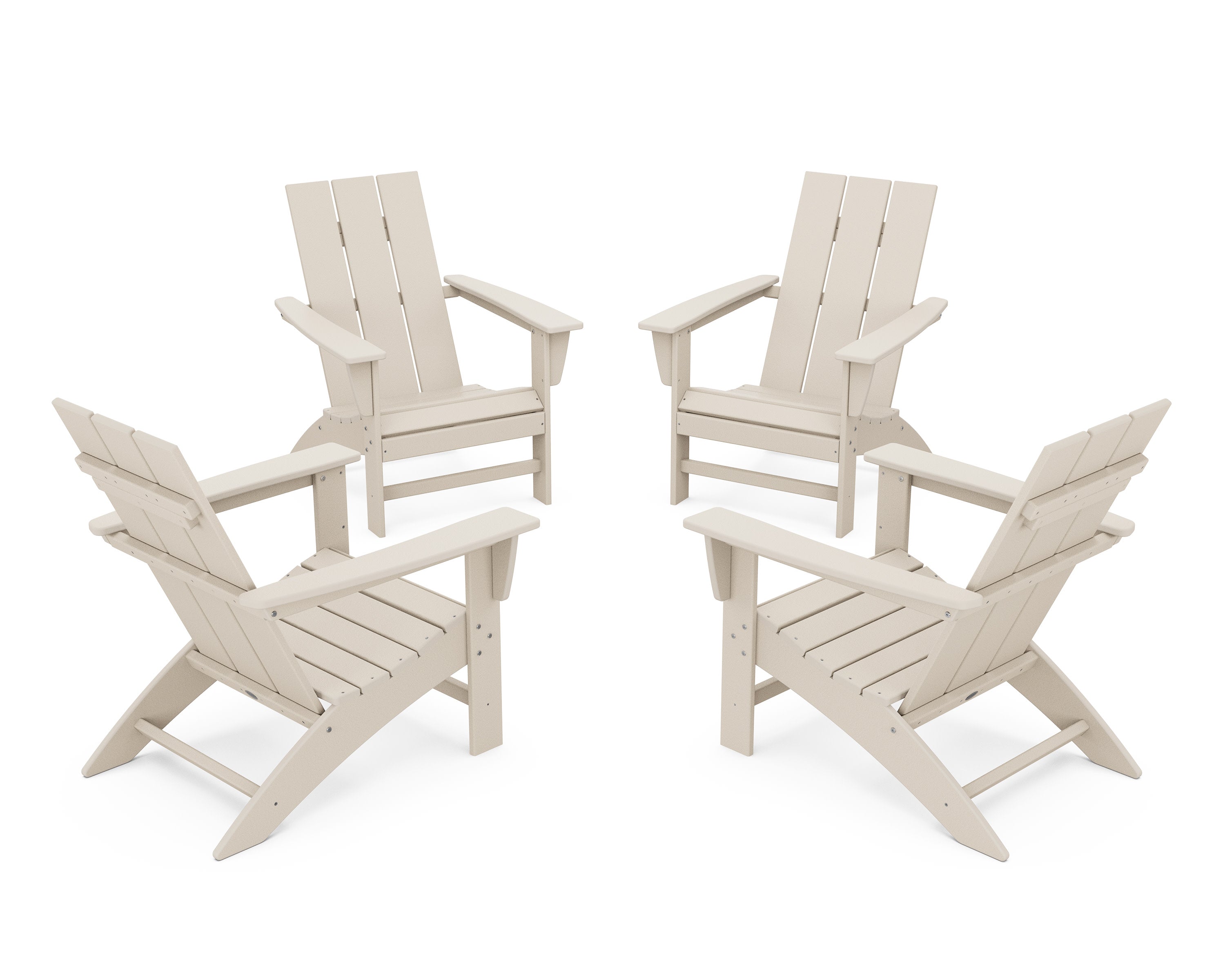4-Piece Modern Adirondack Chair Conversation Set in Sand