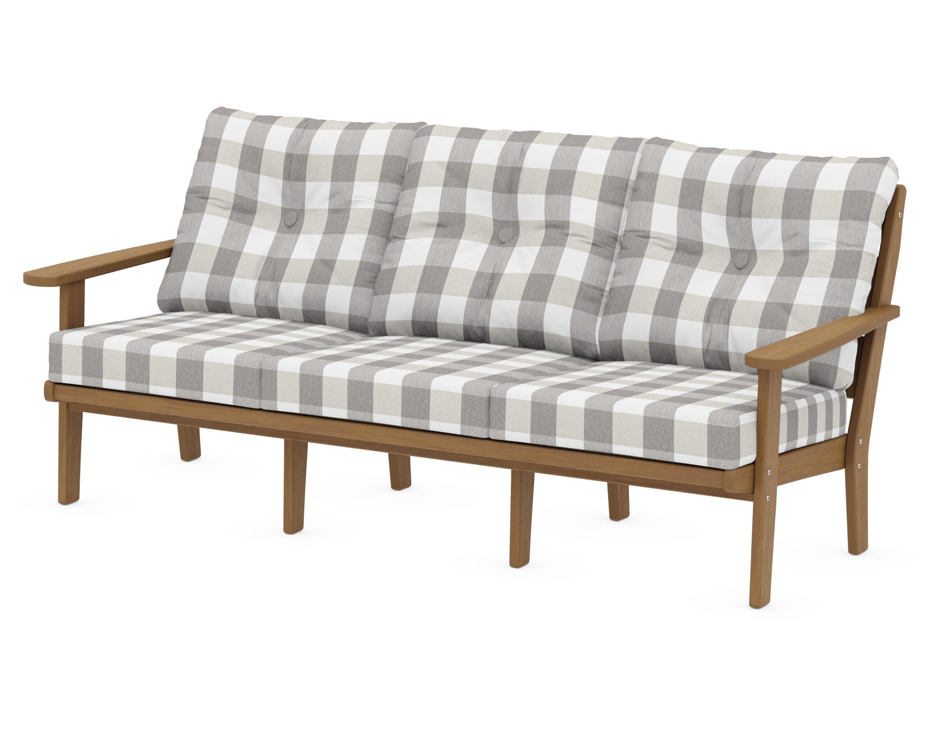 Lakeside Deep Seating Sofa in Natural / Buffalo Plaid Grey Mist
