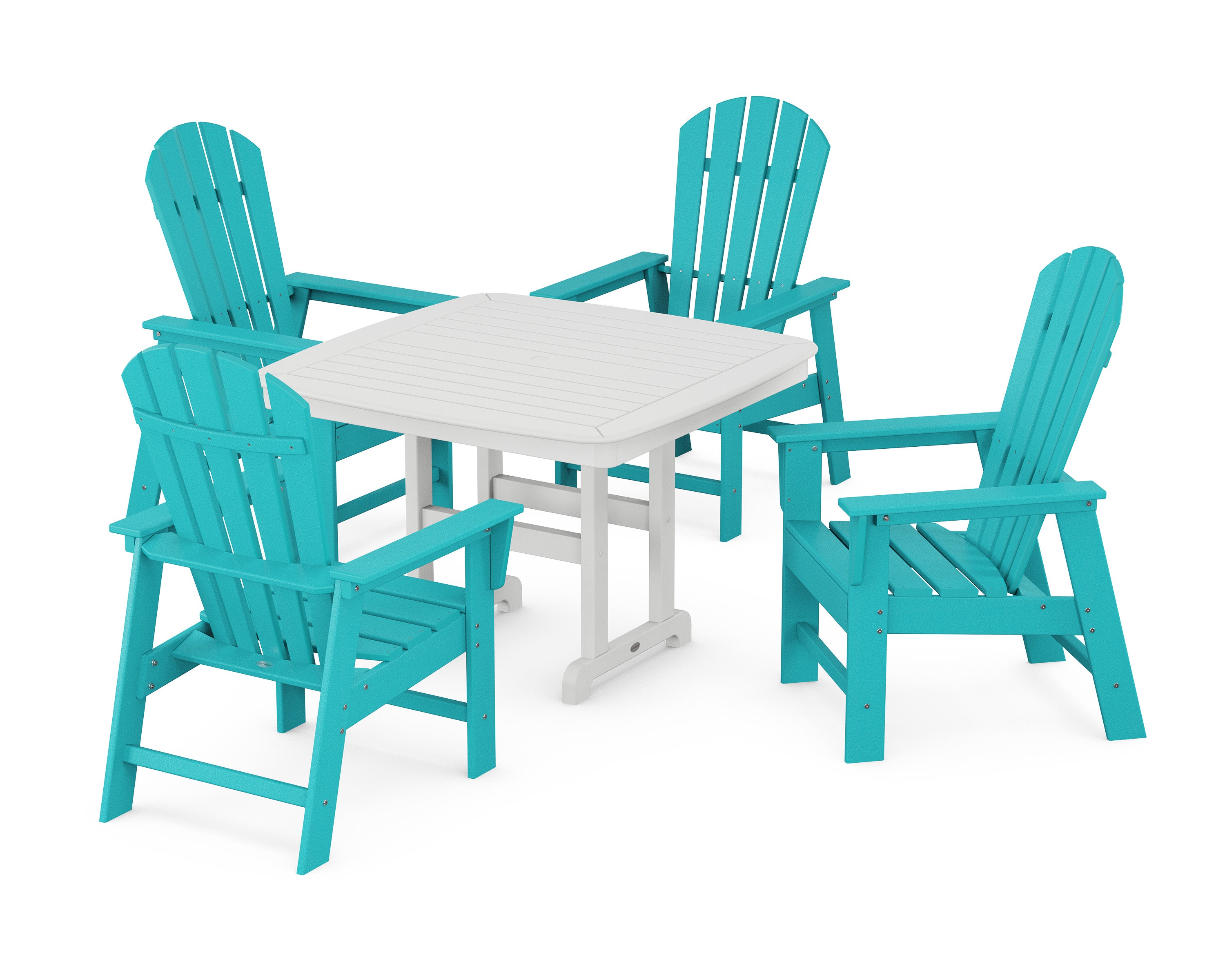 South Beach 5-Piece Dining Set with Trestle Legs in Aruba / White