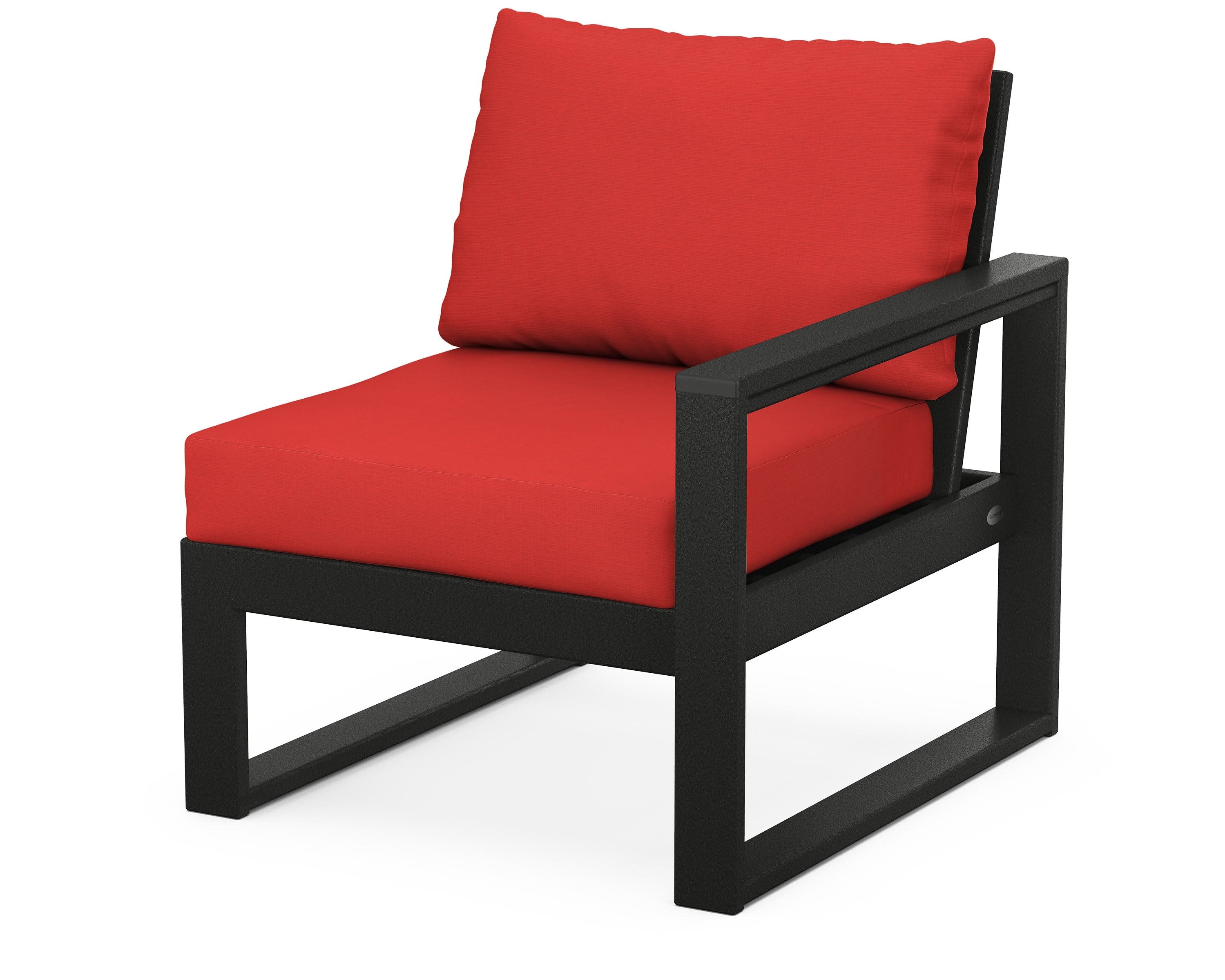 EDGE Modular Right Arm Chair in Black / Crimson Linen