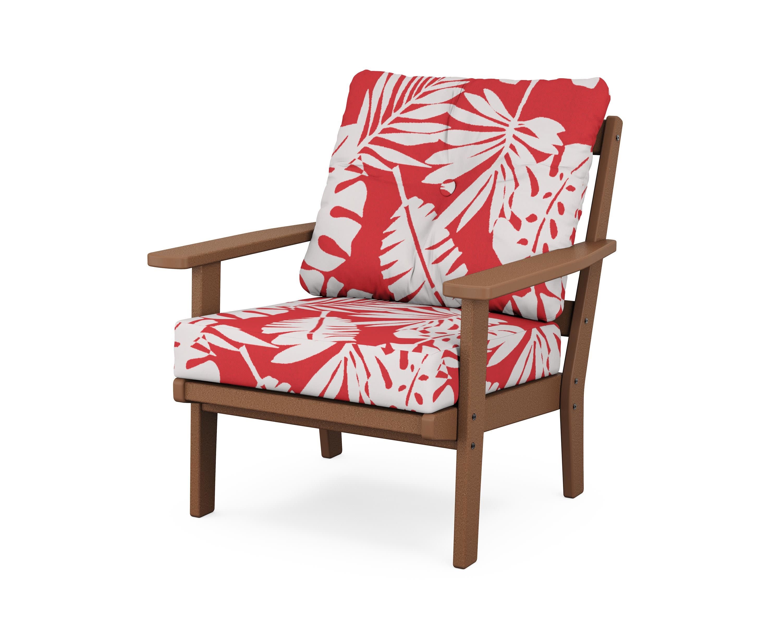 Oxford Deep Seating Chair in Teak / Leaf Crimson