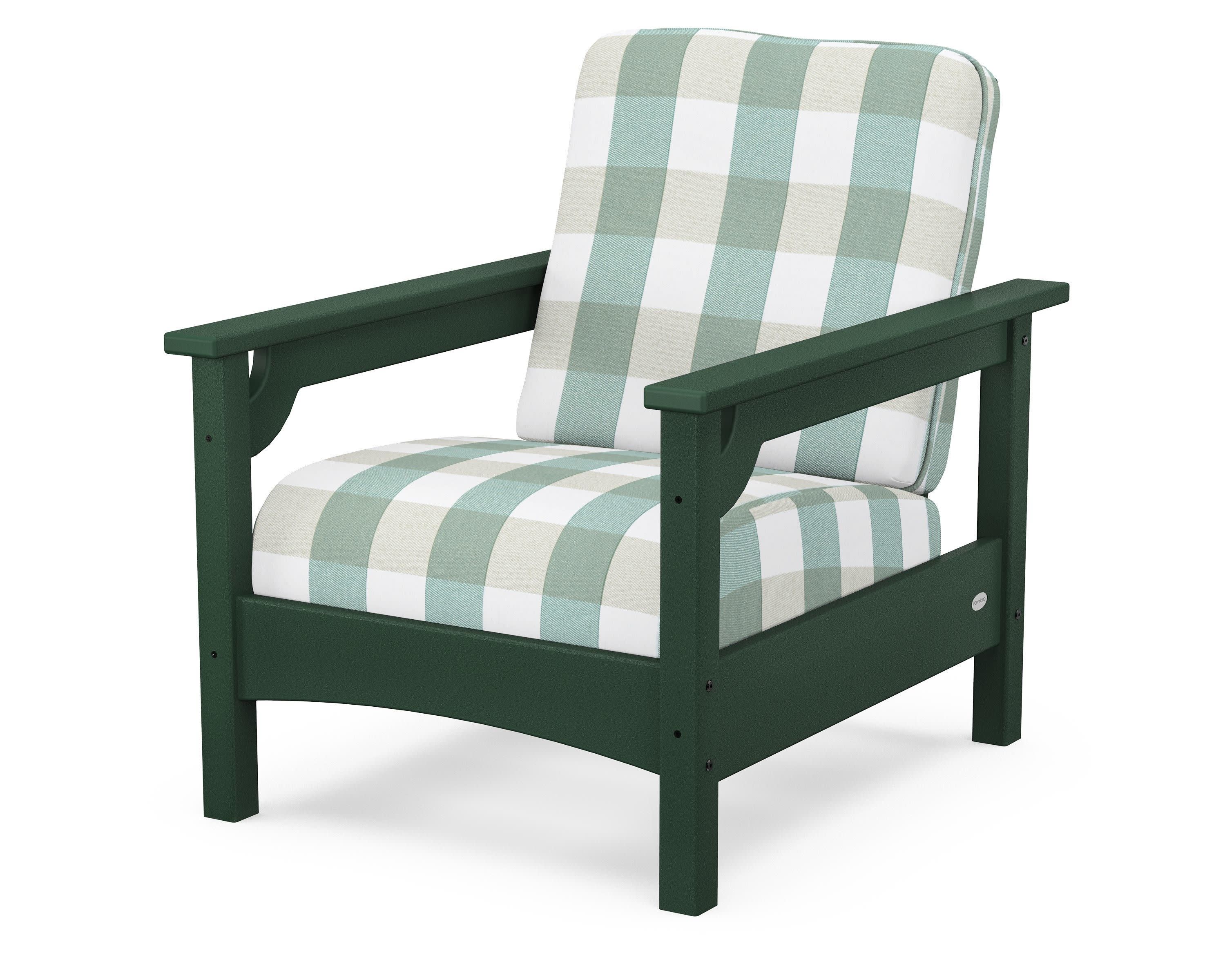 Club Chair in Green / Buffalo Plaid Glacier Spa