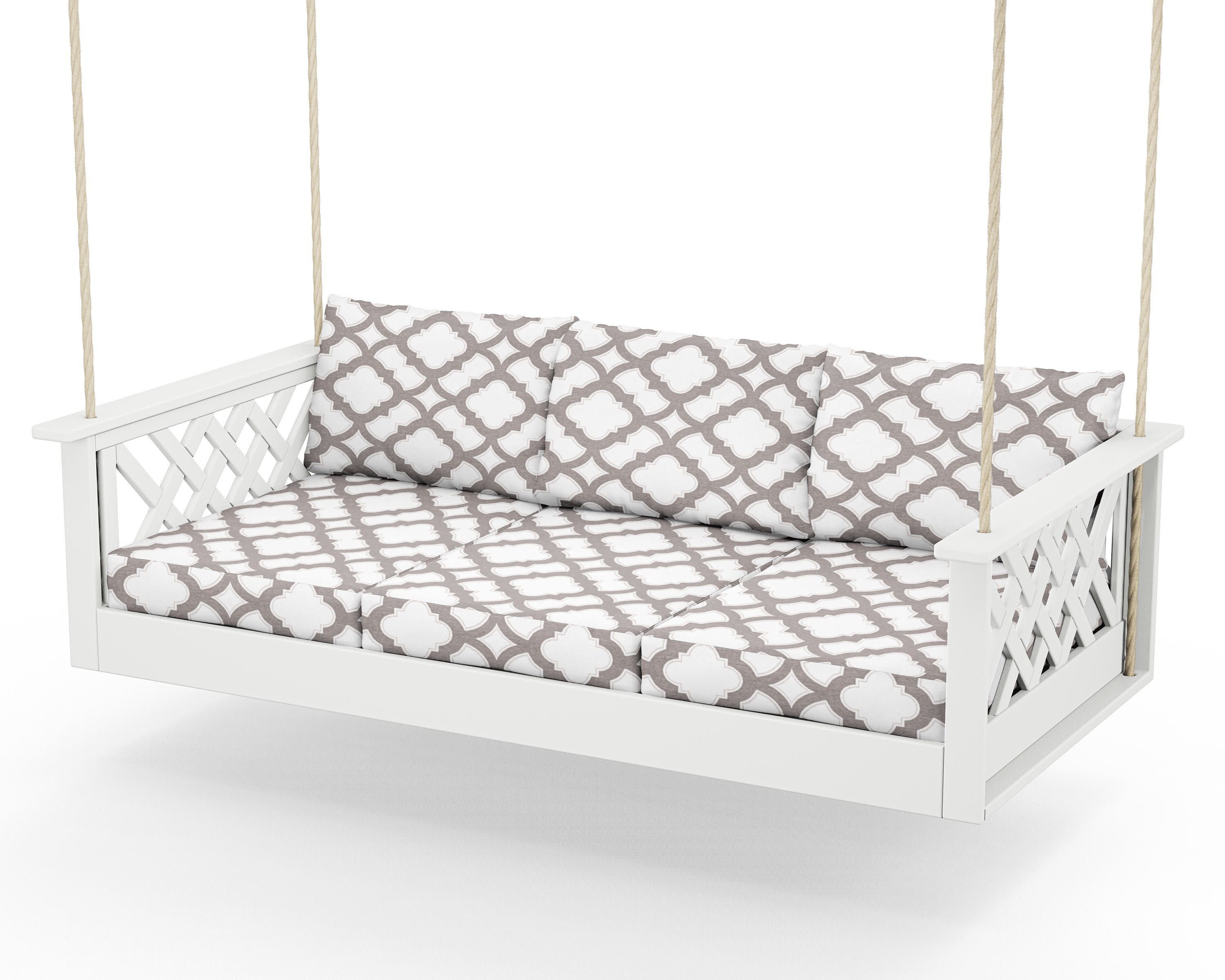 Wovendale Daybed Swing in White / Trellis Grey Mist