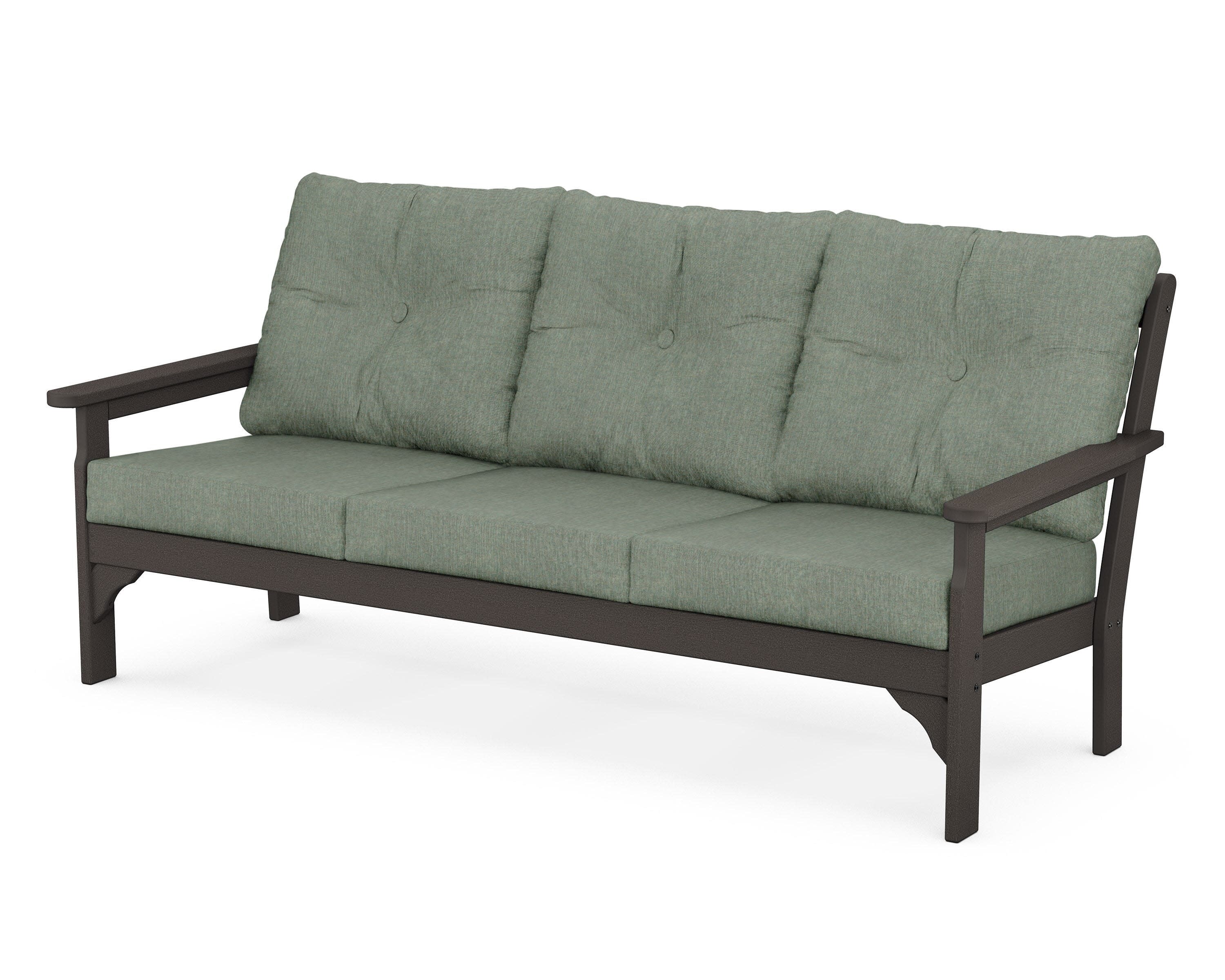 Vineyard Deep Seating Sofa in Vintage Coffee / Cast Sage