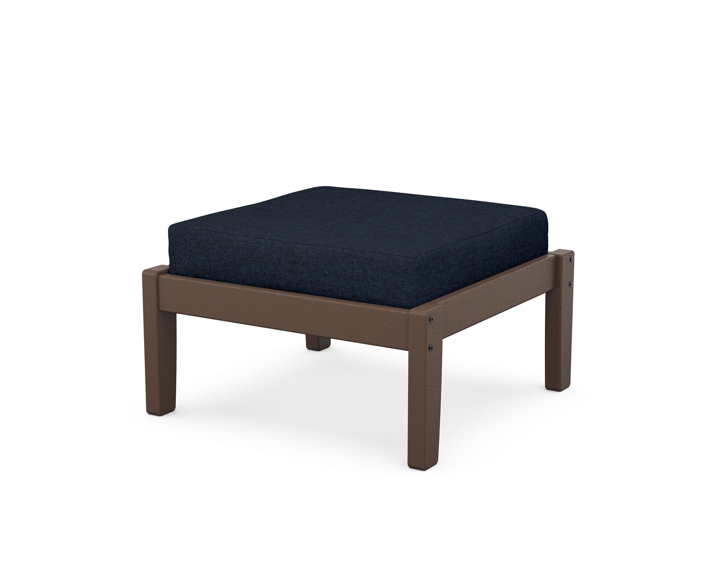 Deep Seating Ottoman in Mahogany / Marine Indigo