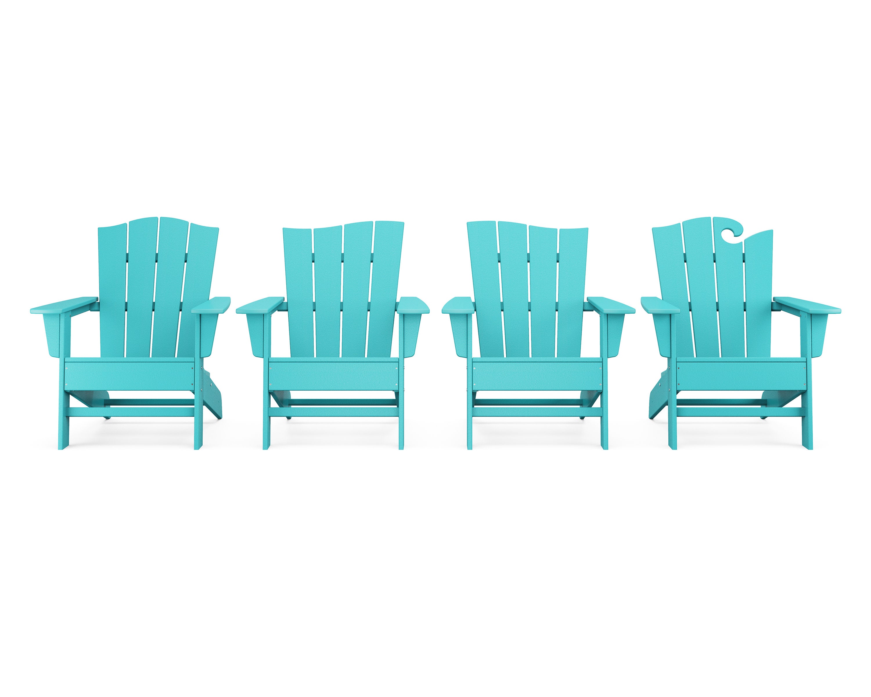 Wave Collection 4-Piece Adirondack Chair Set in Aruba