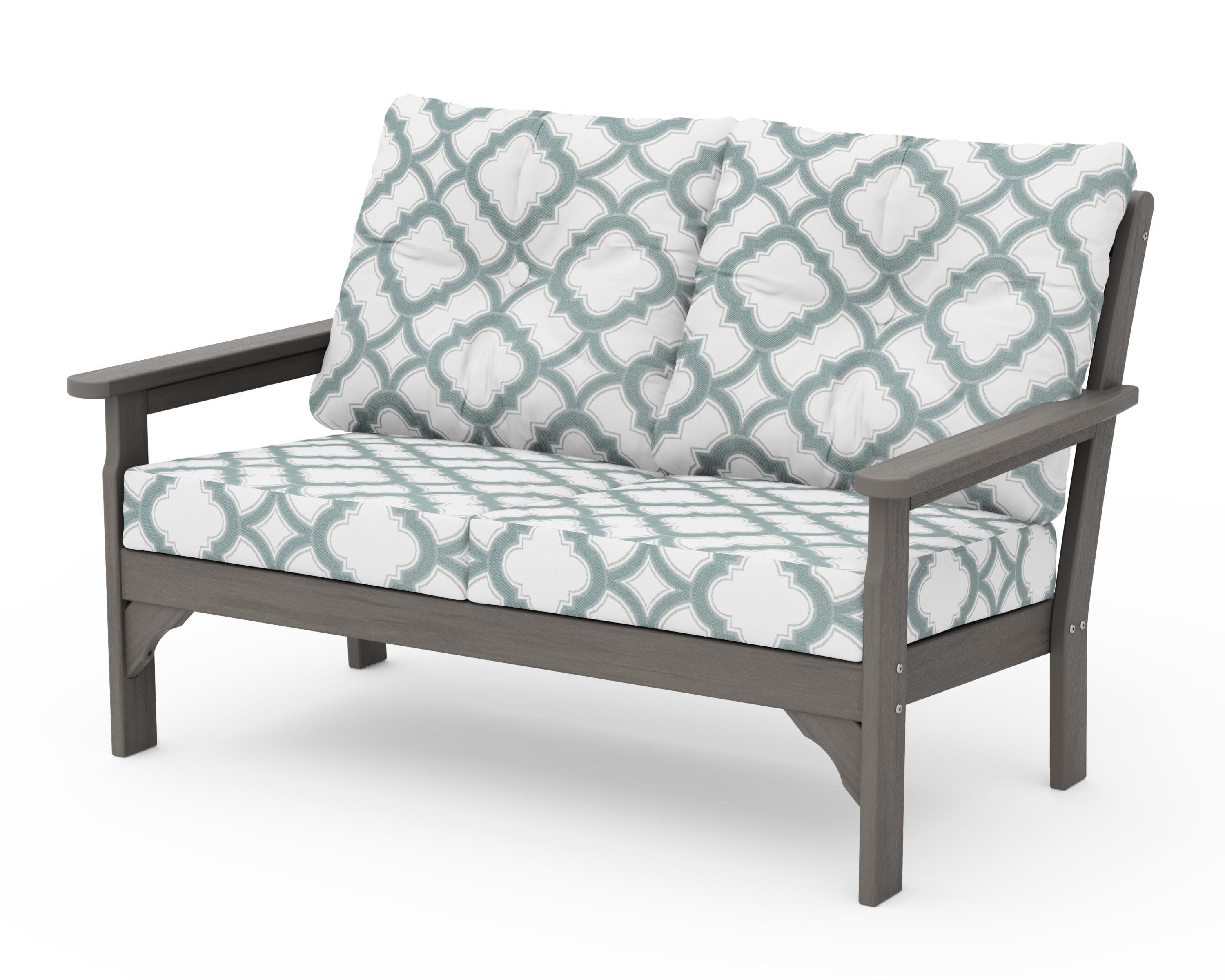 Vineyard Deep Seating Loveseat in Driftwood / Trellis Glacier Spa