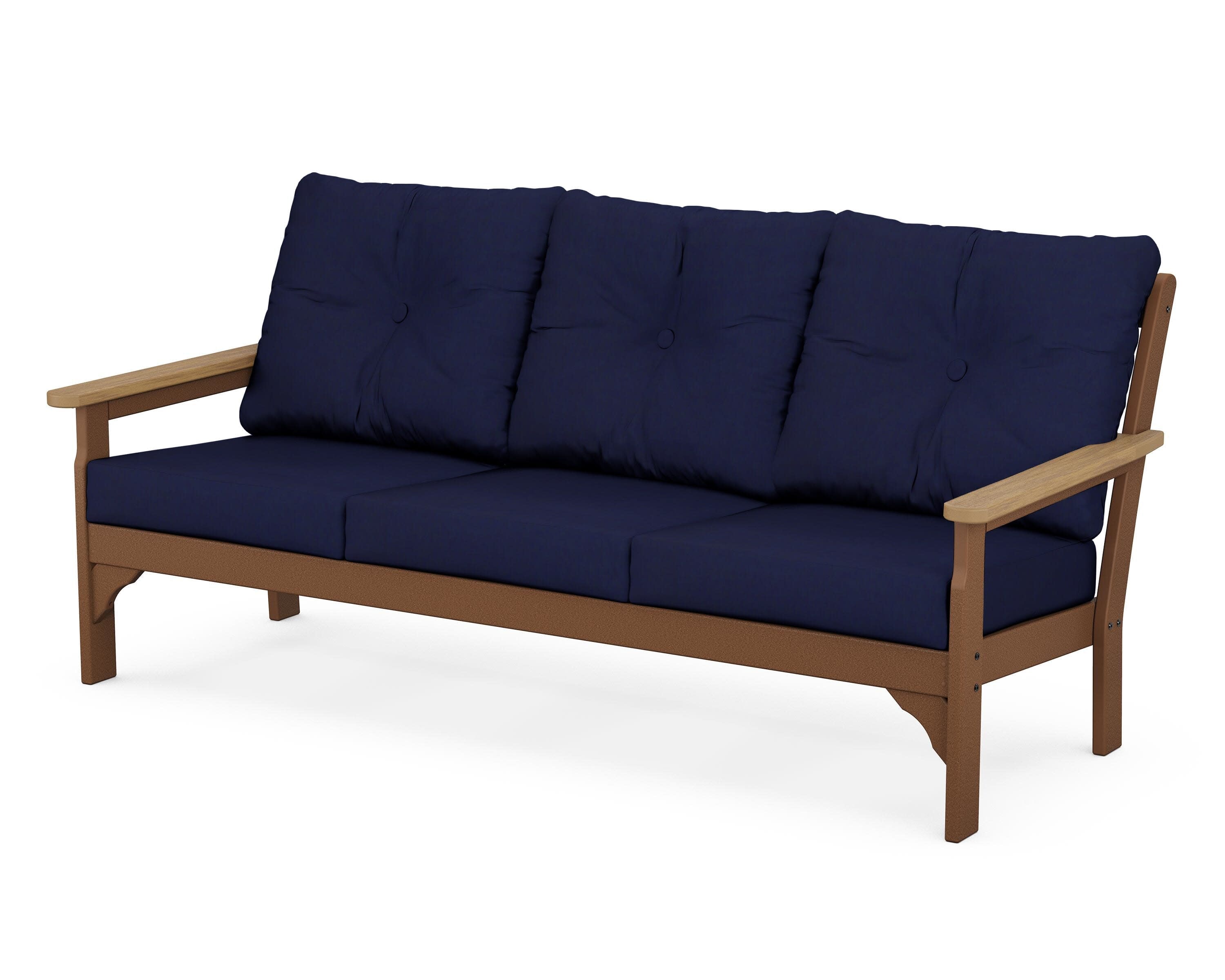Vineyard Deep Seating Sofa in Teak / Natural / Navy