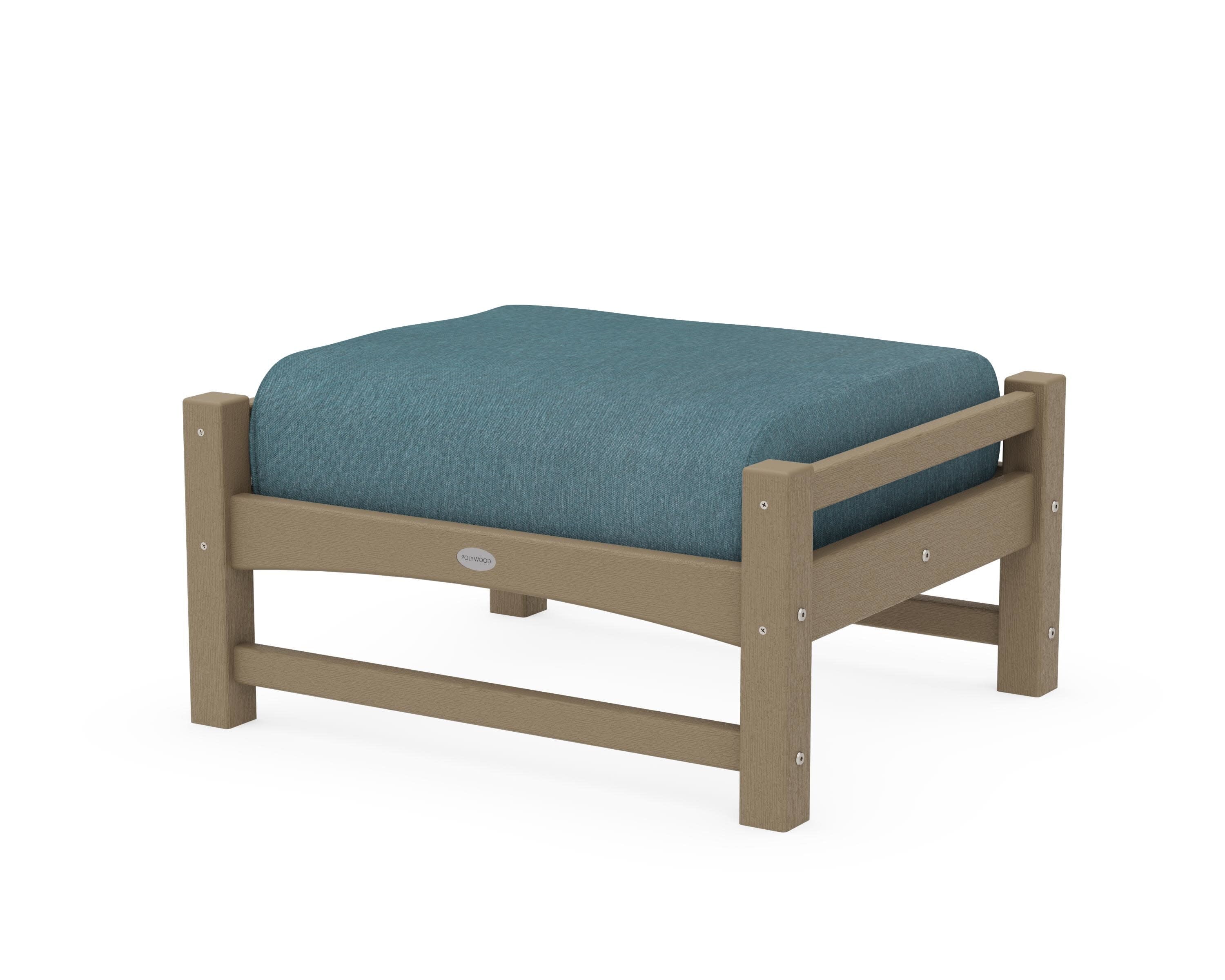 Club Ottoman in Vintage Sahara / Ocean Teal