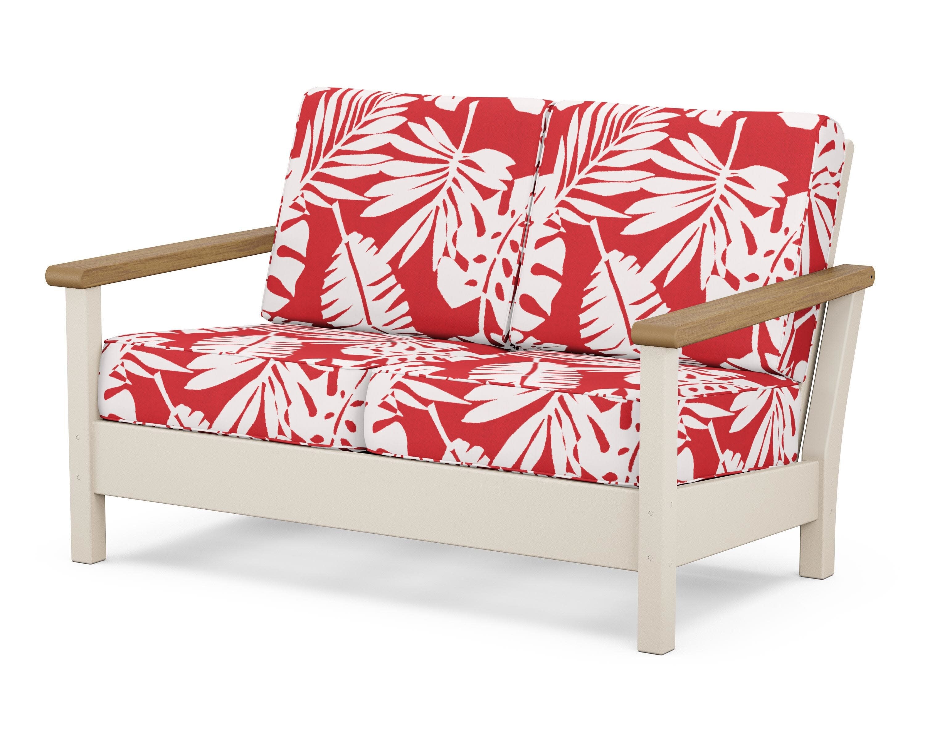 Harbour Deep Seating Loveseat in Sand / Natural / Leaf Crimson