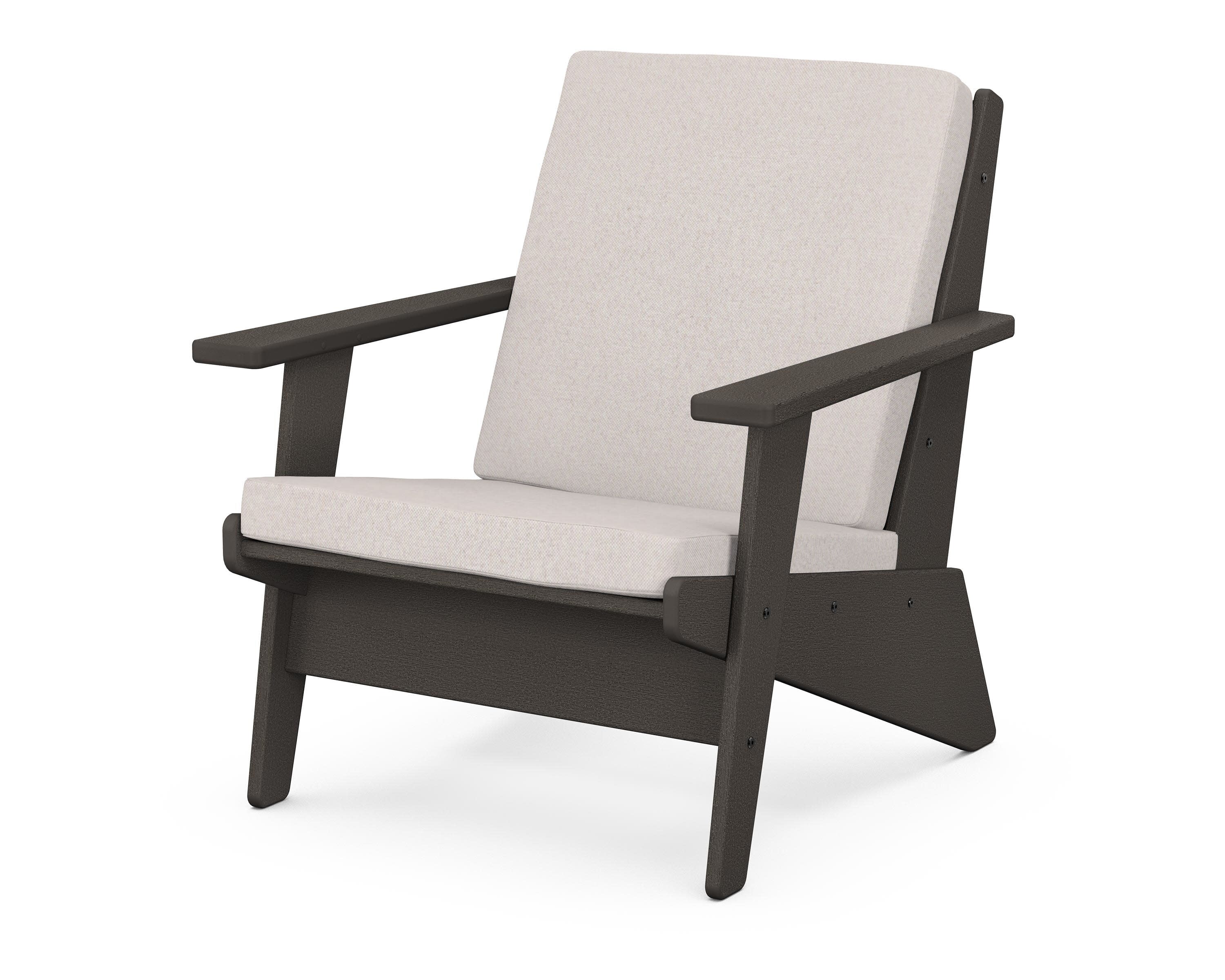 Riviera Modern Lounge Chair in Vintage Coffee / Dune Burlap