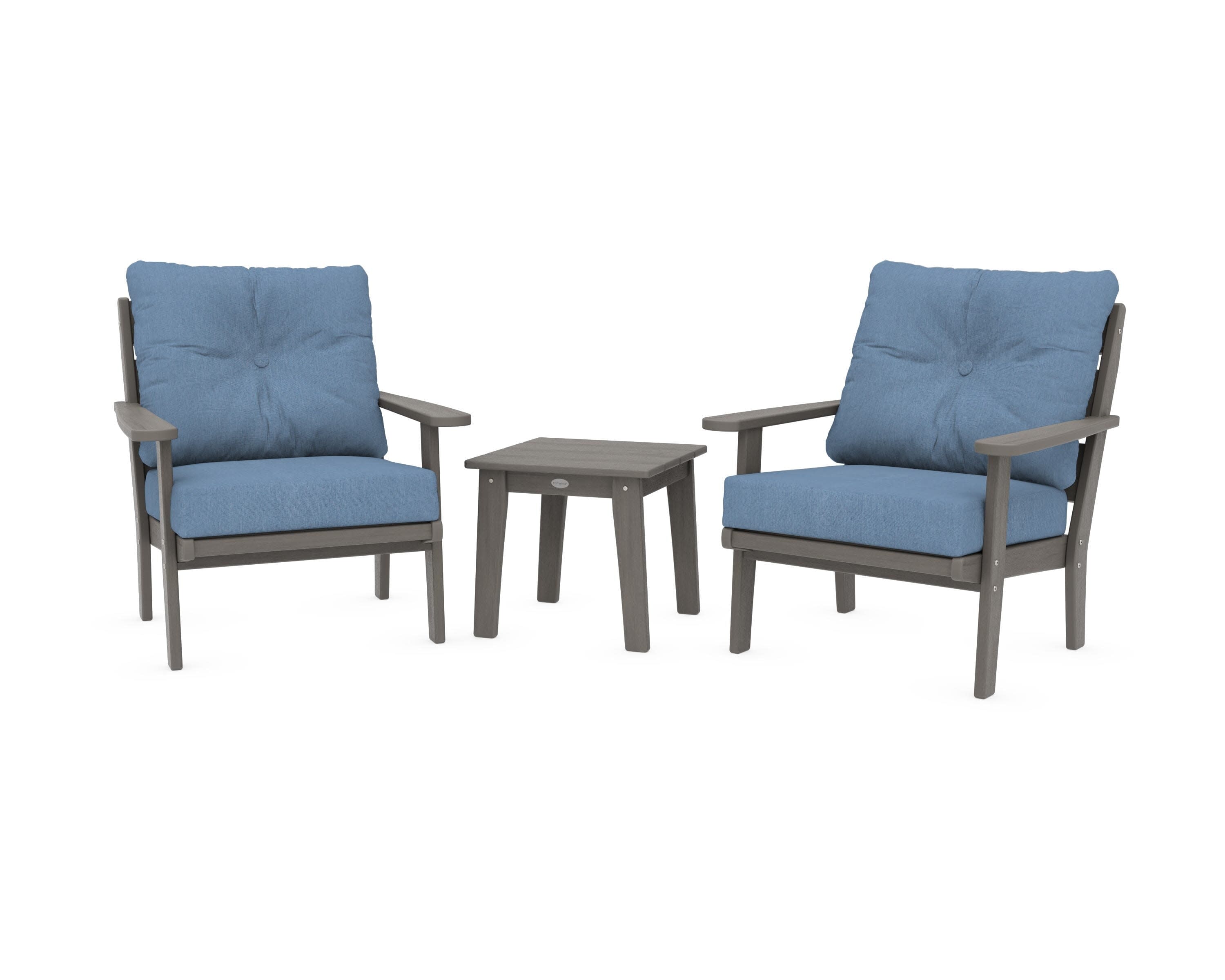 Lakeside 3-Piece Deep Seating Chair Set in Driftwood / Sky Blue