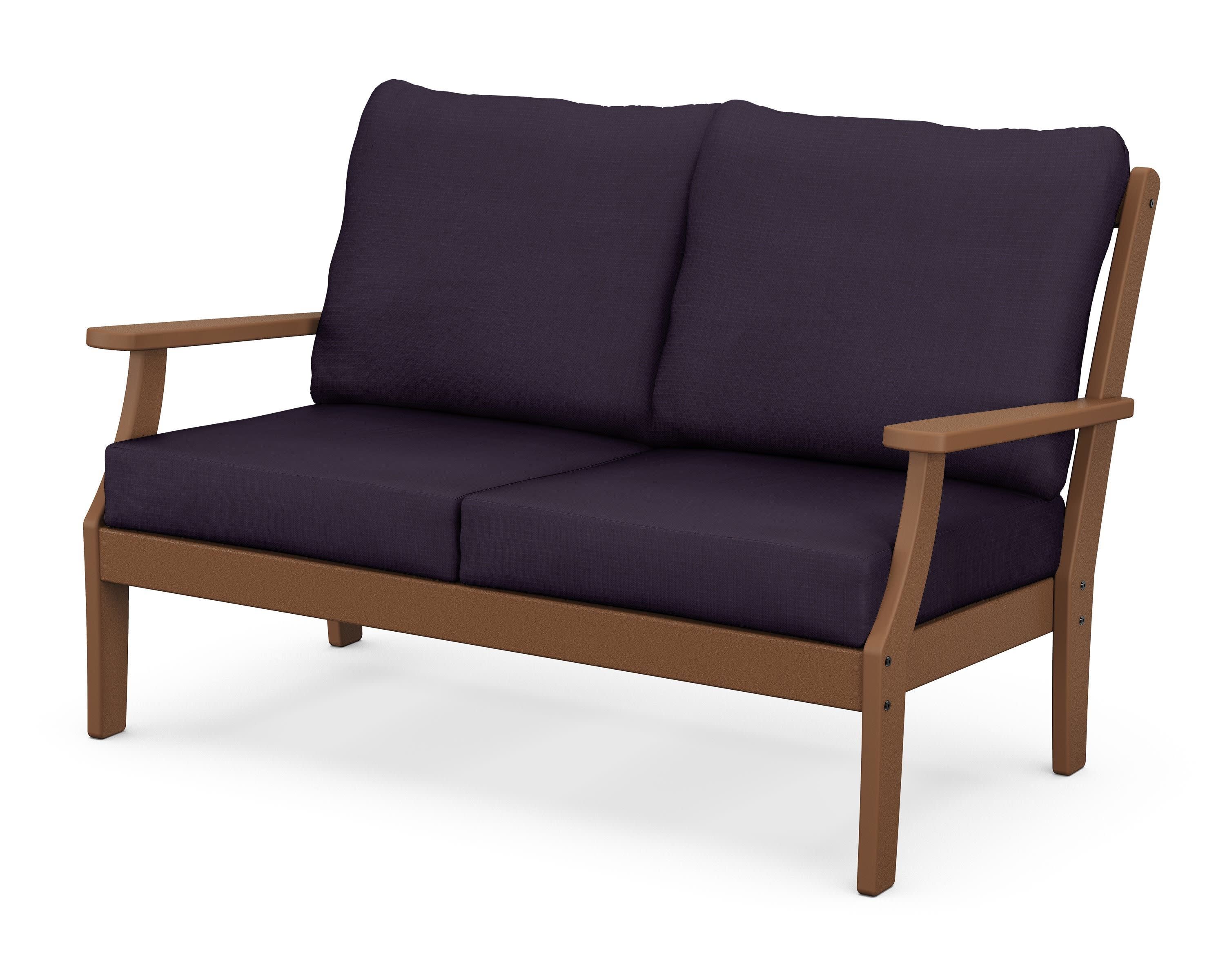 Braxton Deep Seating Loveseat in Teak / Navy Linen