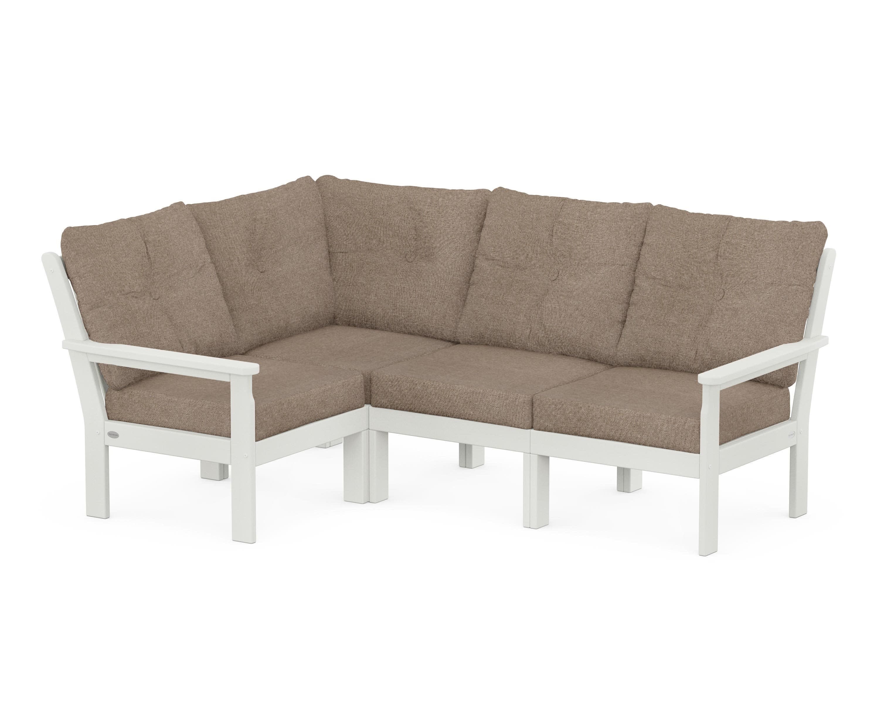 Vineyard 4-Piece Sectional in Vintage White / Spiced Burlap