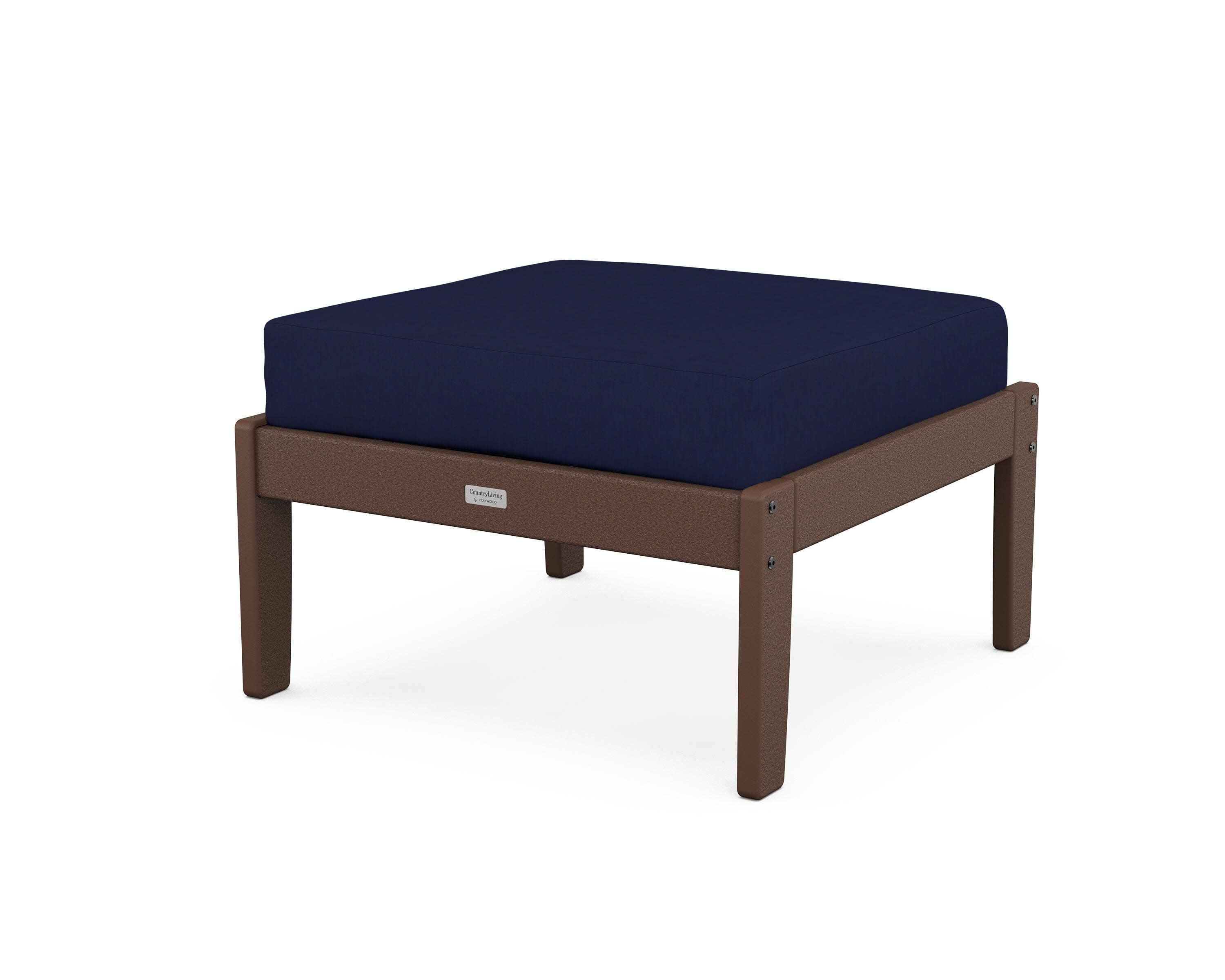 Cottage Deep Seating Ottoman in Mahogany / Navy