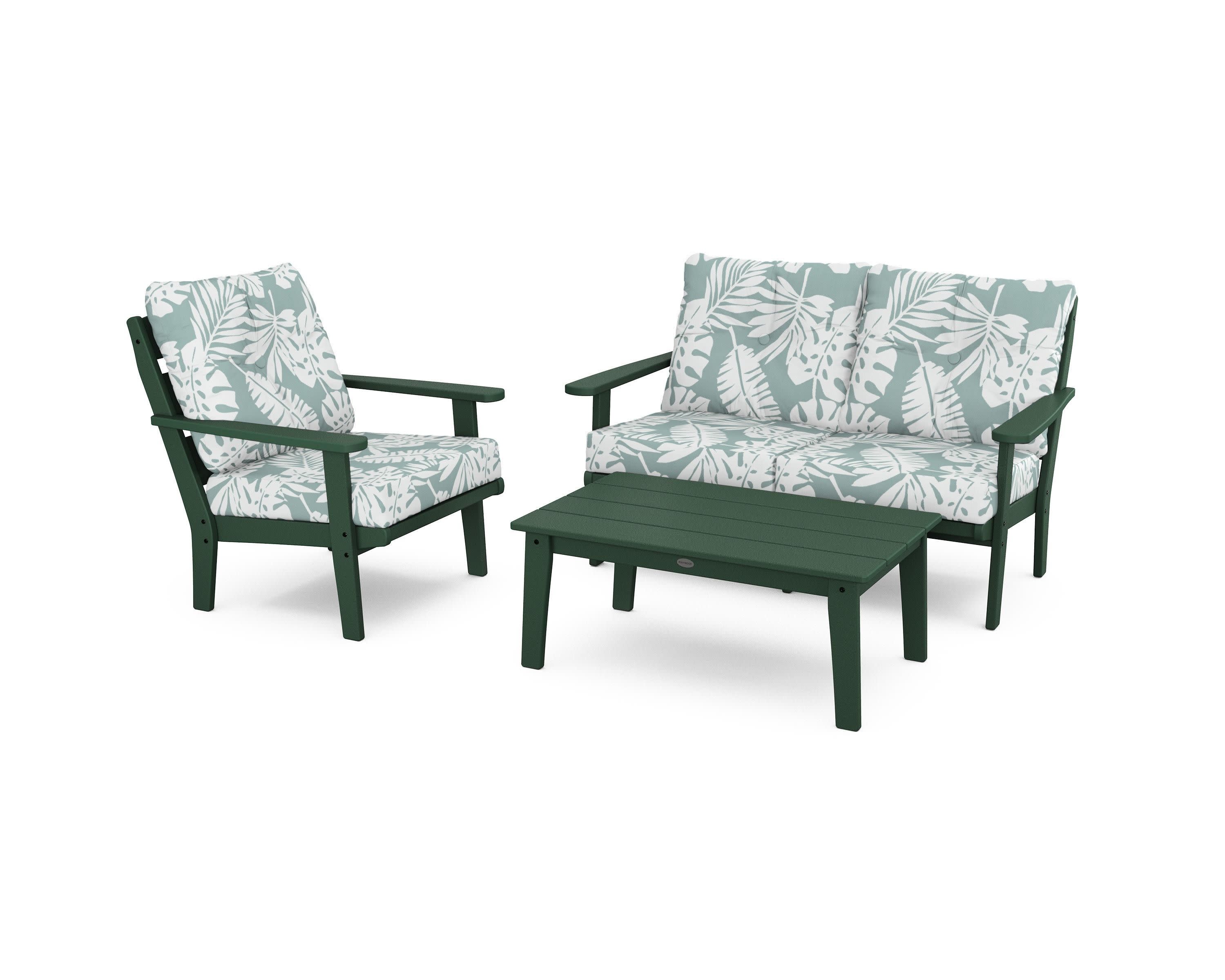 Lakeside 3-Piece Deep Seating Set in Green / Leaf Glacier Spa