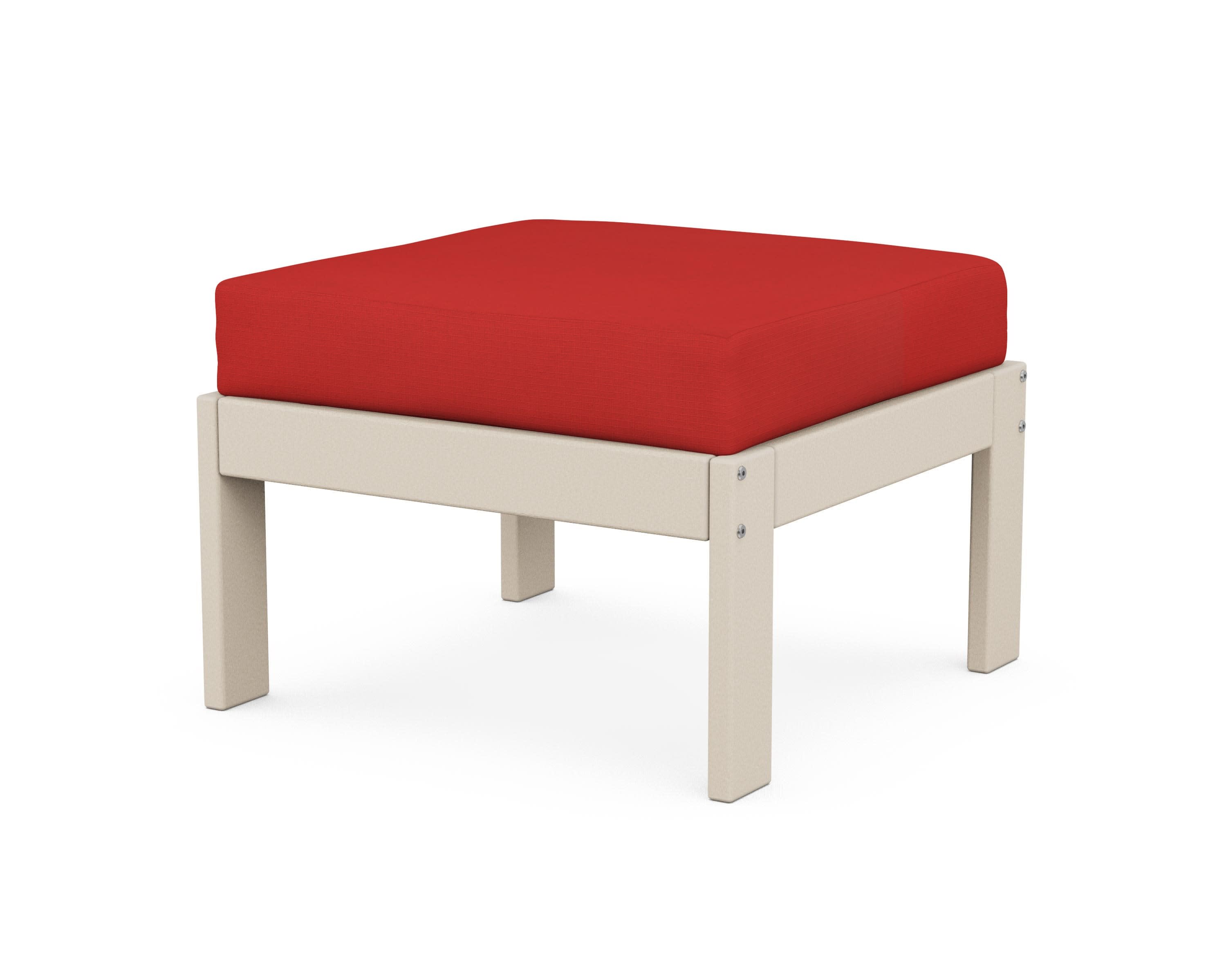 Vineyard Modular Ottoman in Sand / Crimson Linen