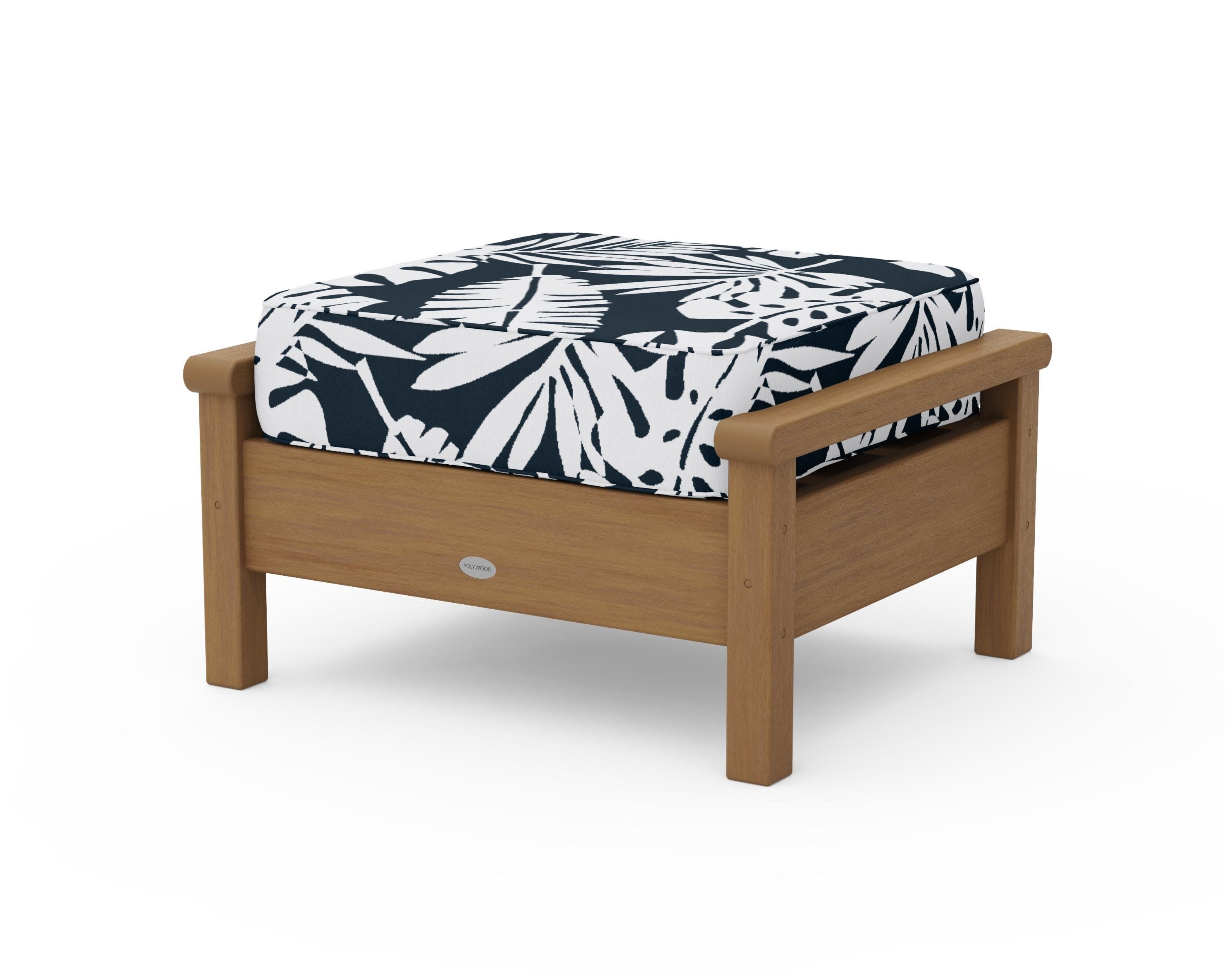 Harbour Deep Seating Ottoman in Natural / Leaf Marine Indigo