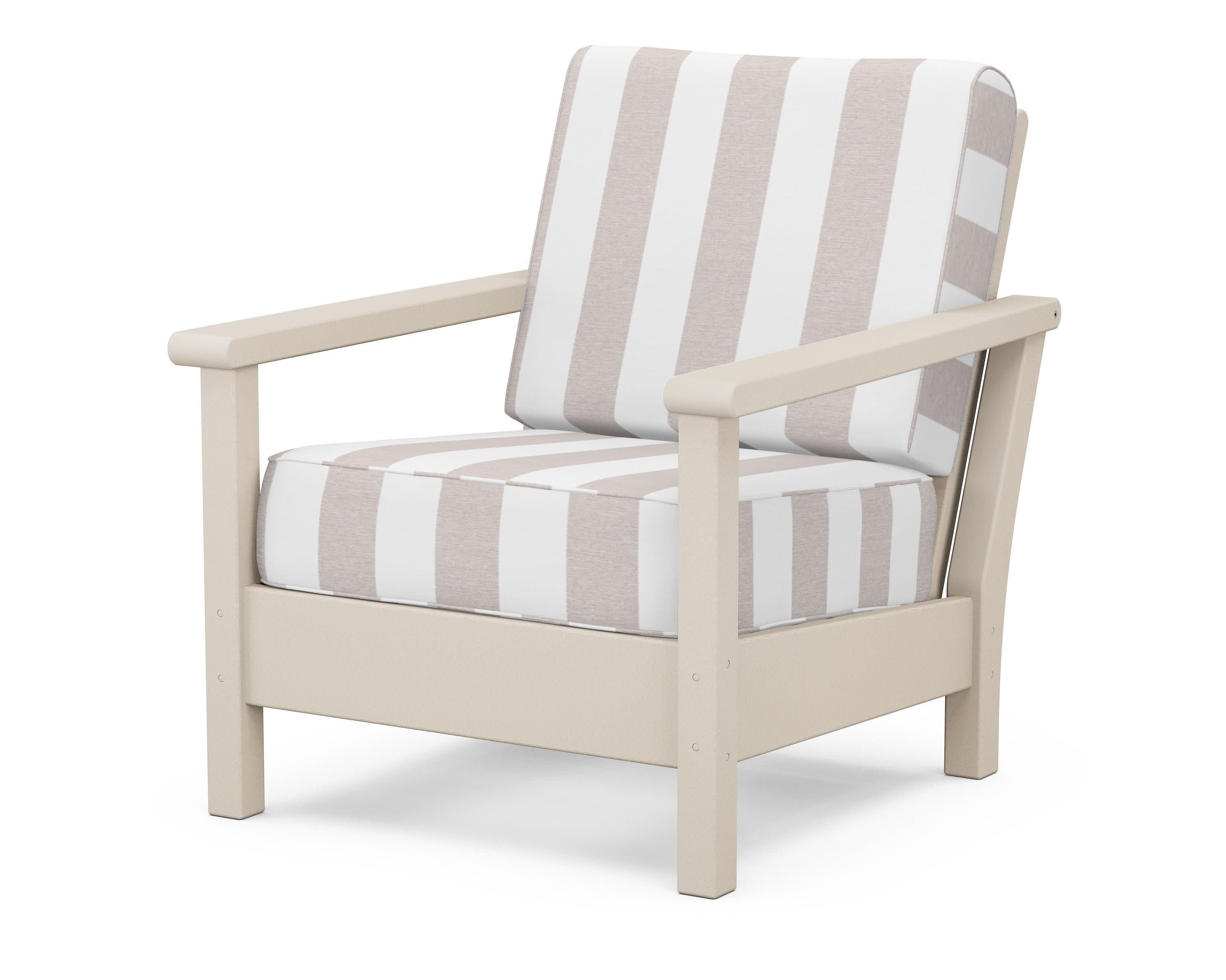 Harbour Deep Seating Chair in Sand / Cabana Stripe Dune Burlap