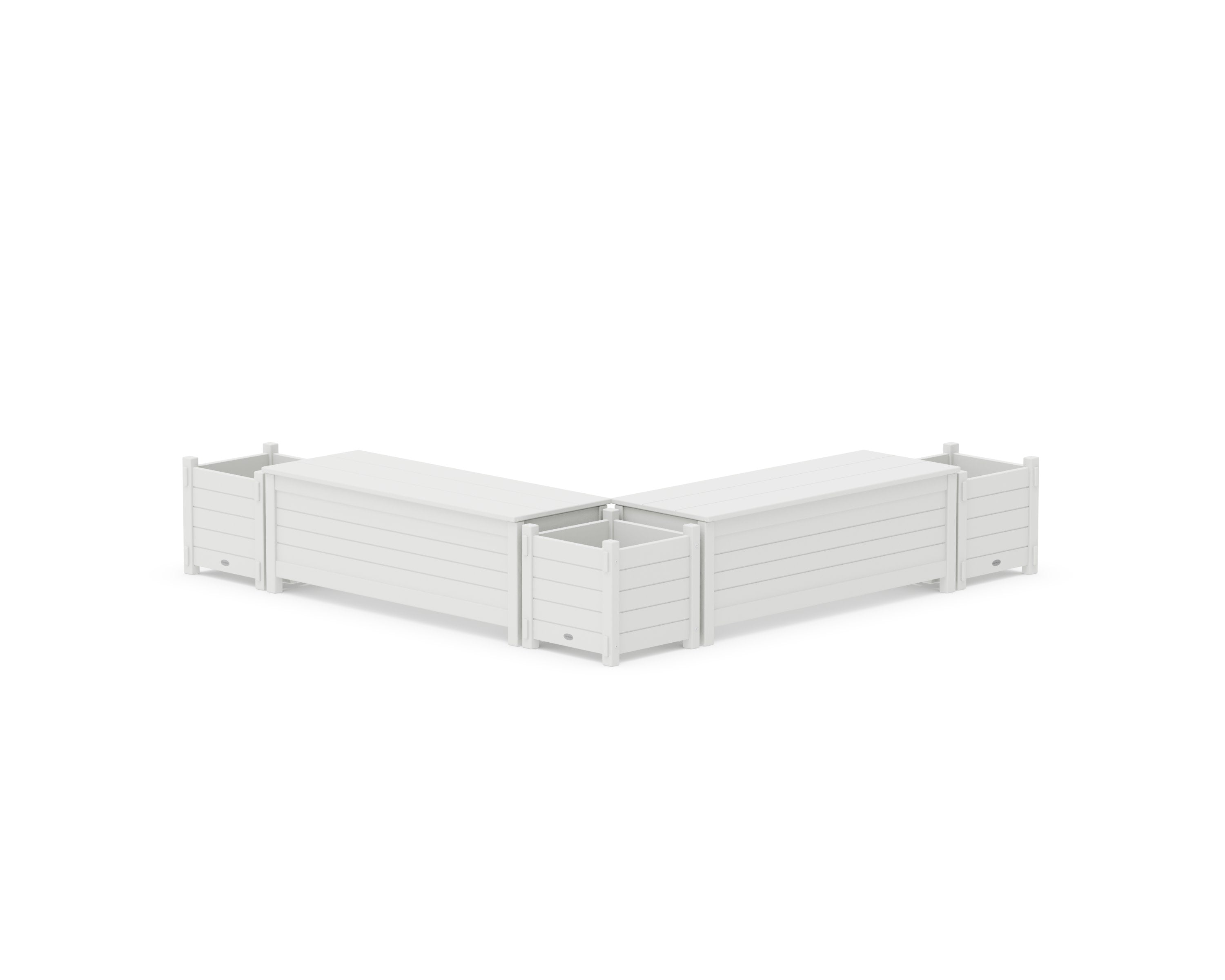48" Nautical L- Shaped Planter Storage Bench Corner Set in White