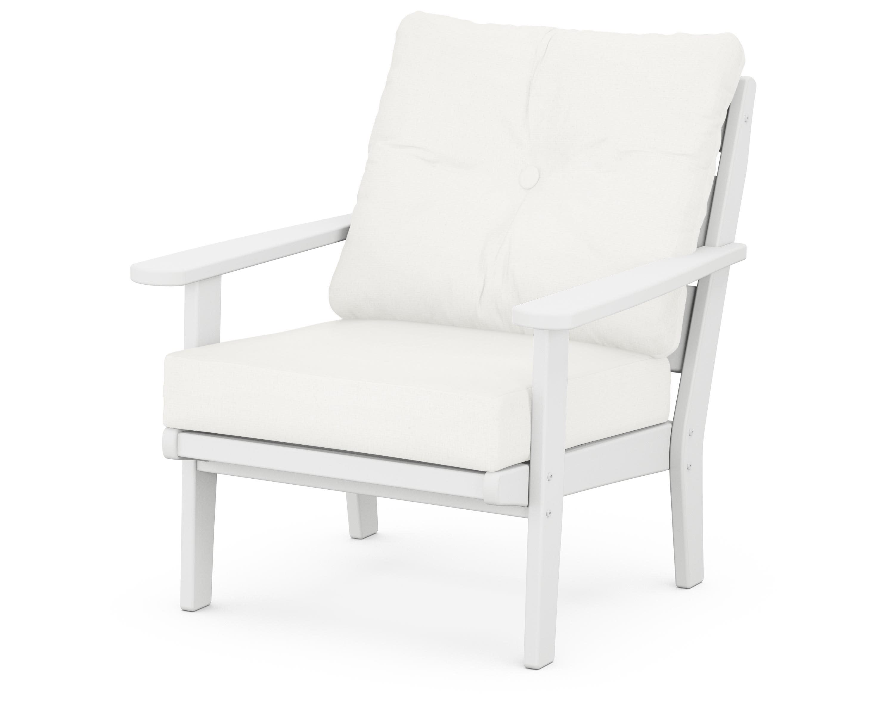 Lakeside Deep Seating Chair in White / Natural Linen