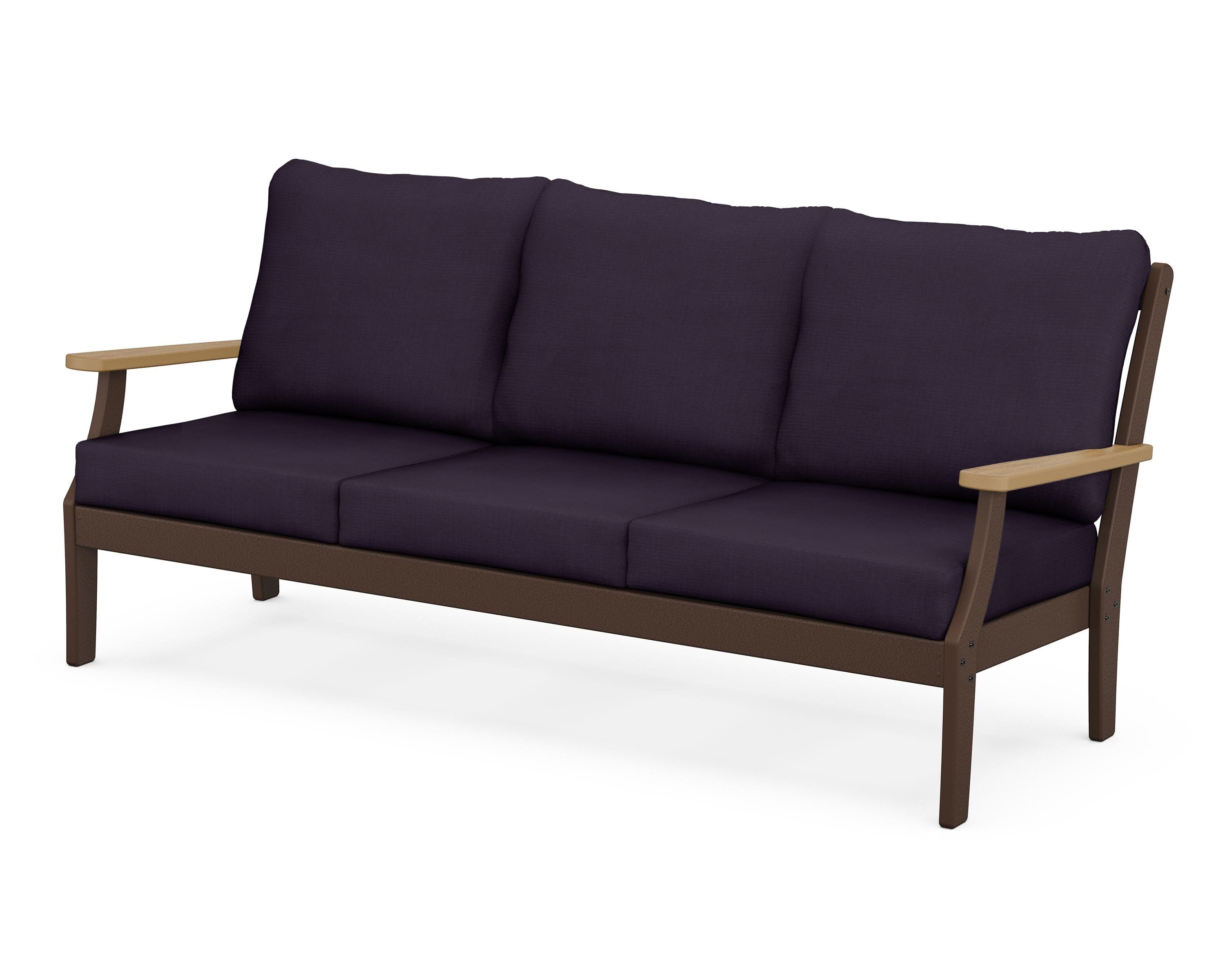 Braxton Deep Seating Sofa in Mahogany / Natural / Navy Linen