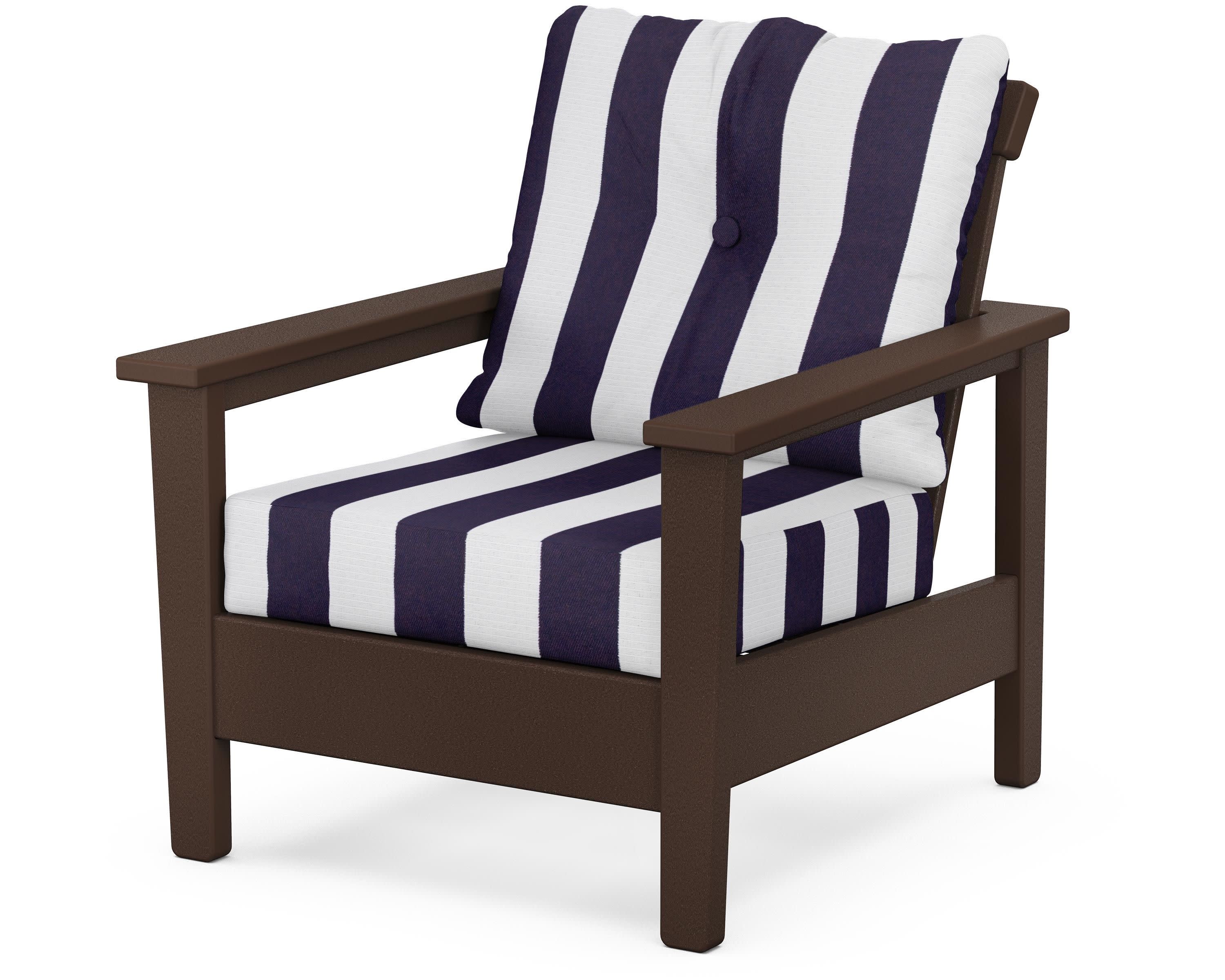 Prescott Deep Seating Chair in Mahogany / Cabana Stripe Navy