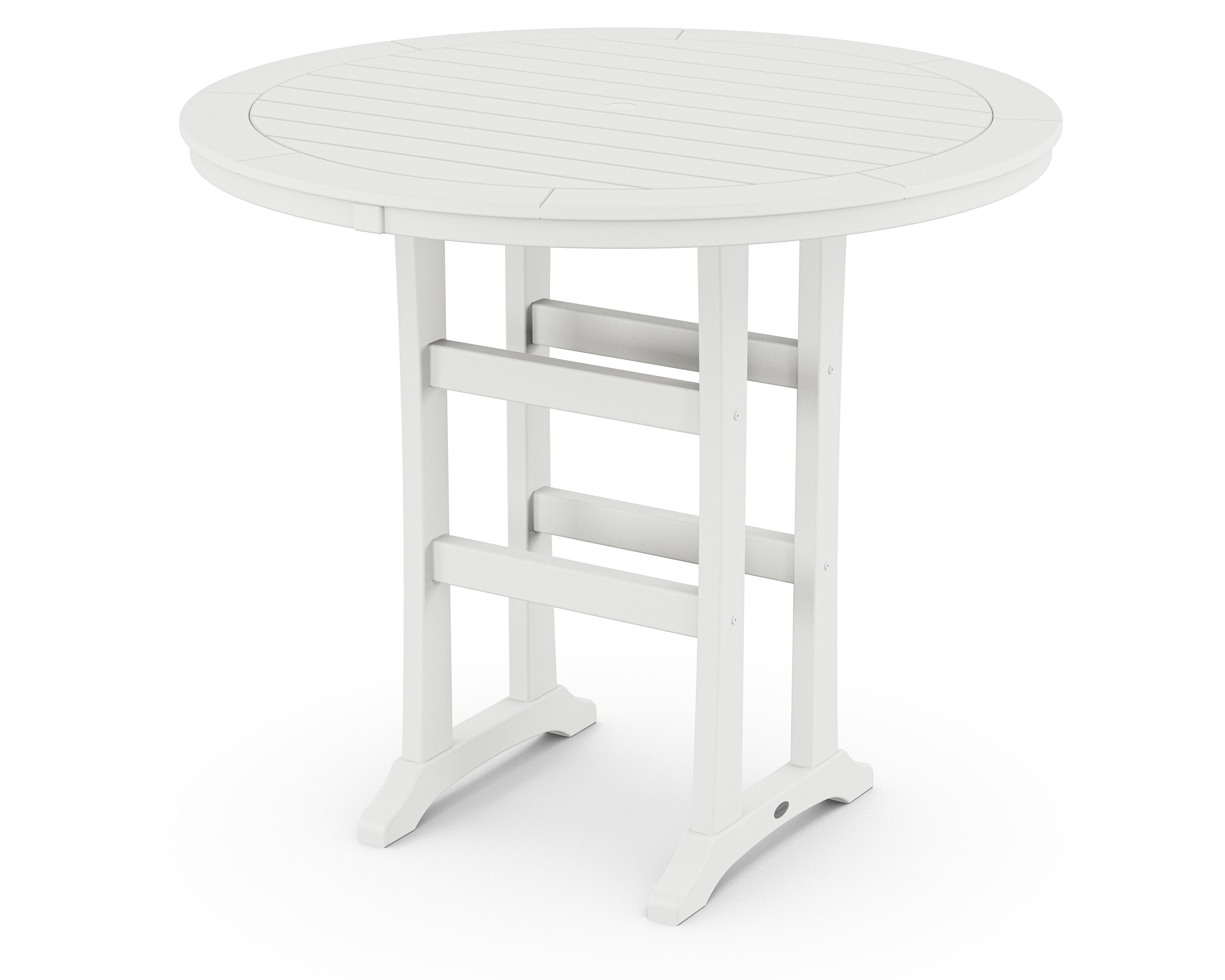 Nautical Trestle 48" Round Bar Table in White