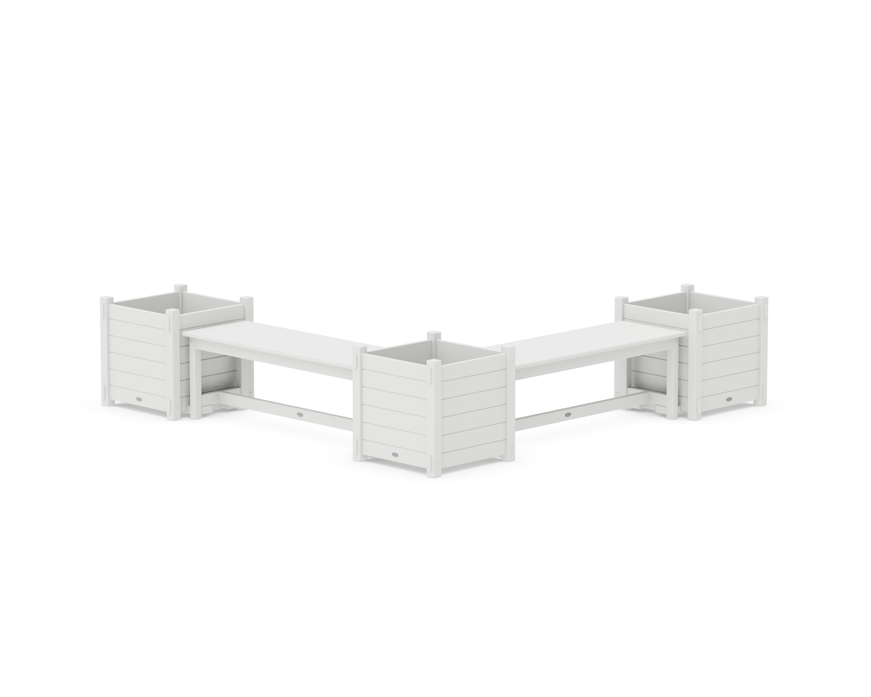 48" Nautical L- Shaped Planter Bench Corner Set - Large in White