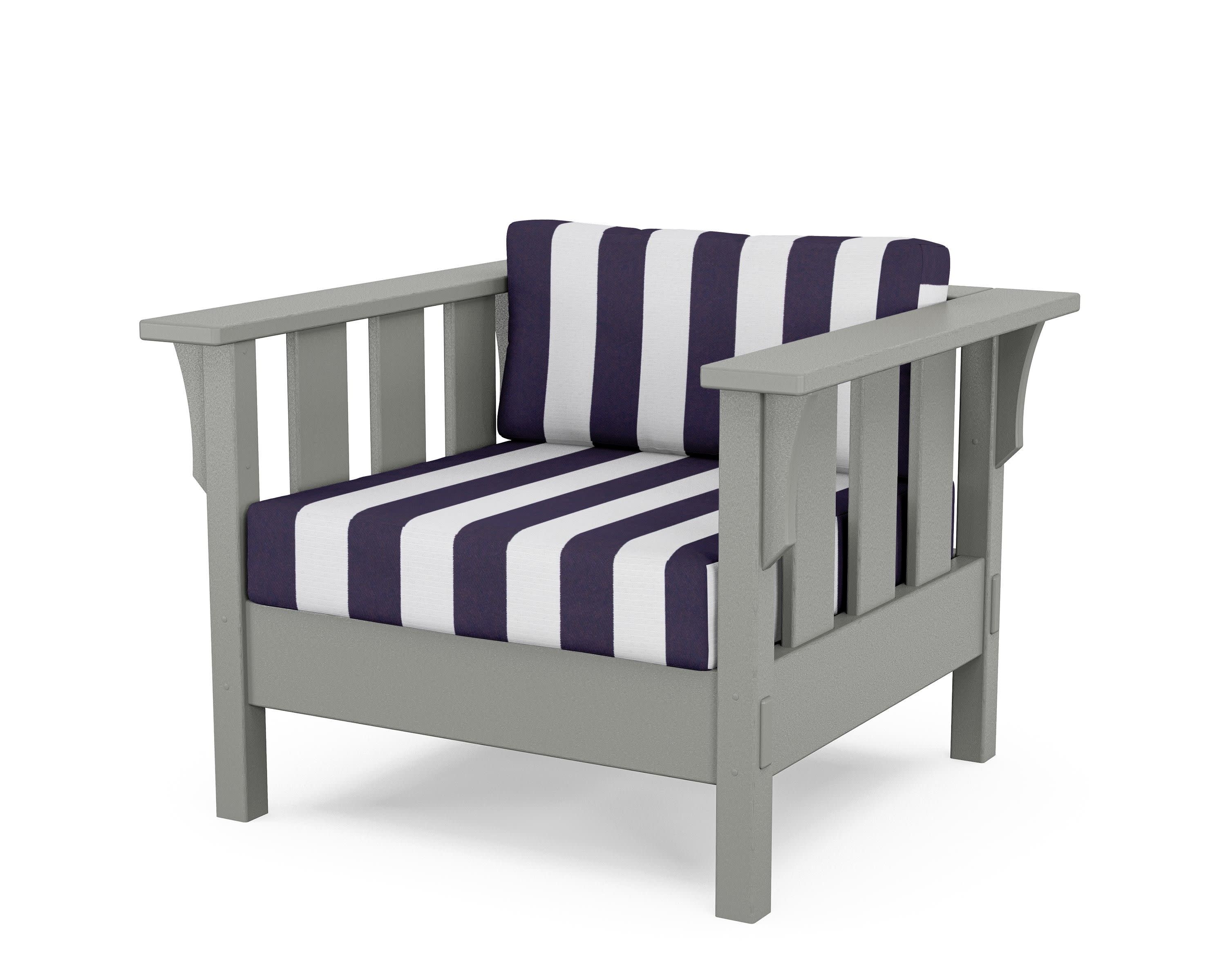 Acadia Deep Seating Chair in Slate Grey / Cabana Stripe Navy
