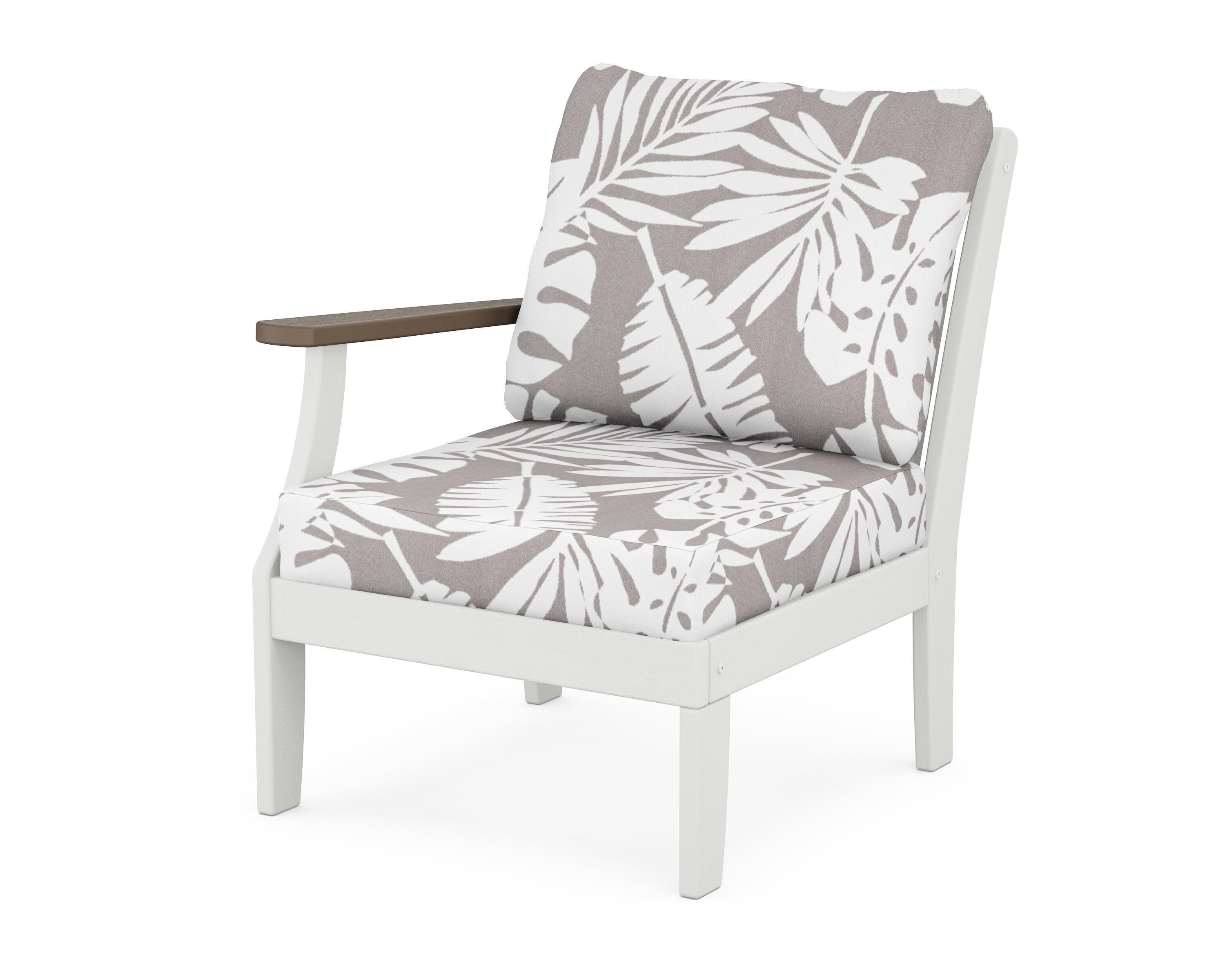 Braxton Modular Left Arm Chair in White / Kona / Leaf Grey Mist
