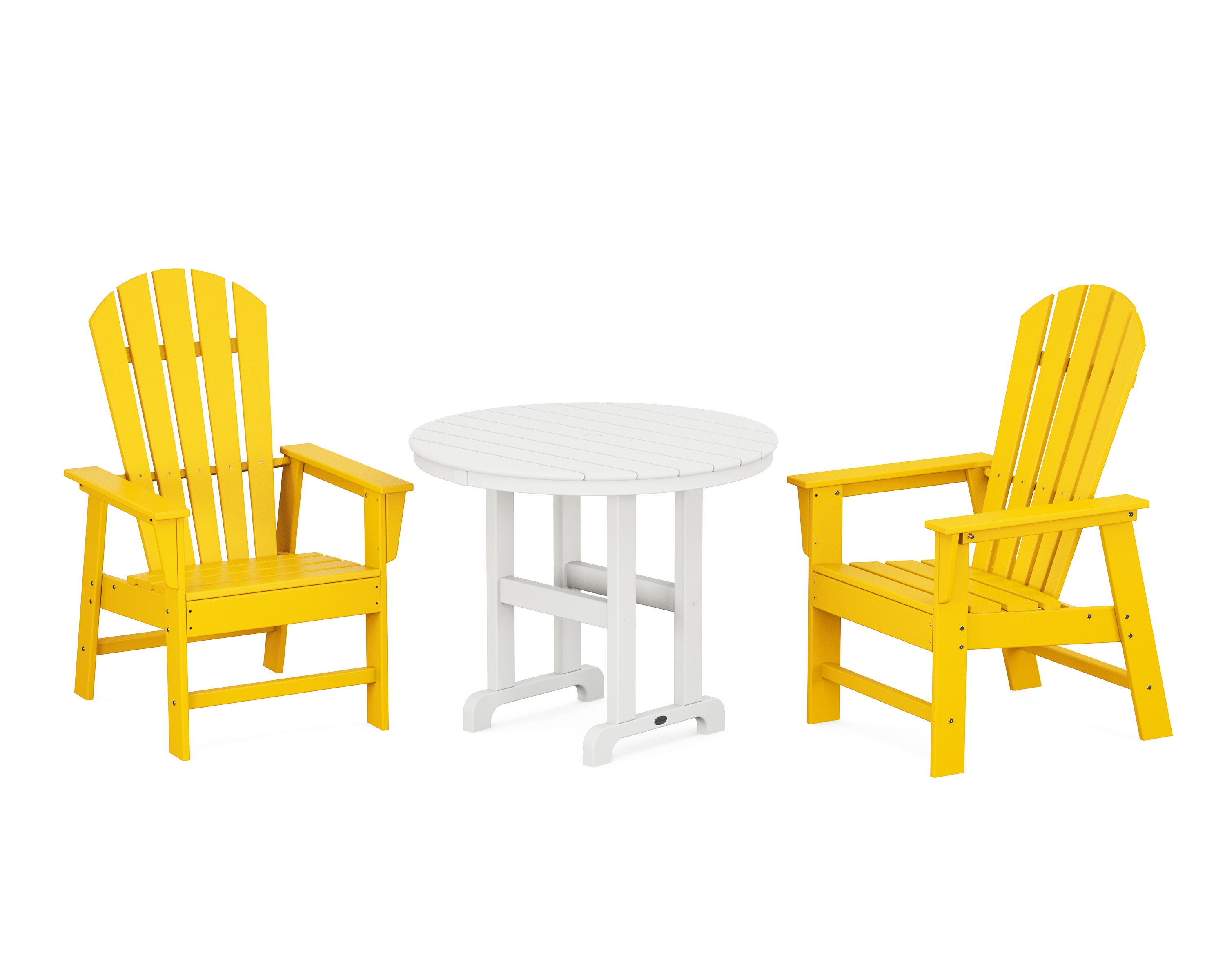 South Beach 3-Piece Round Farmhouse Dining Set in Lemon / White