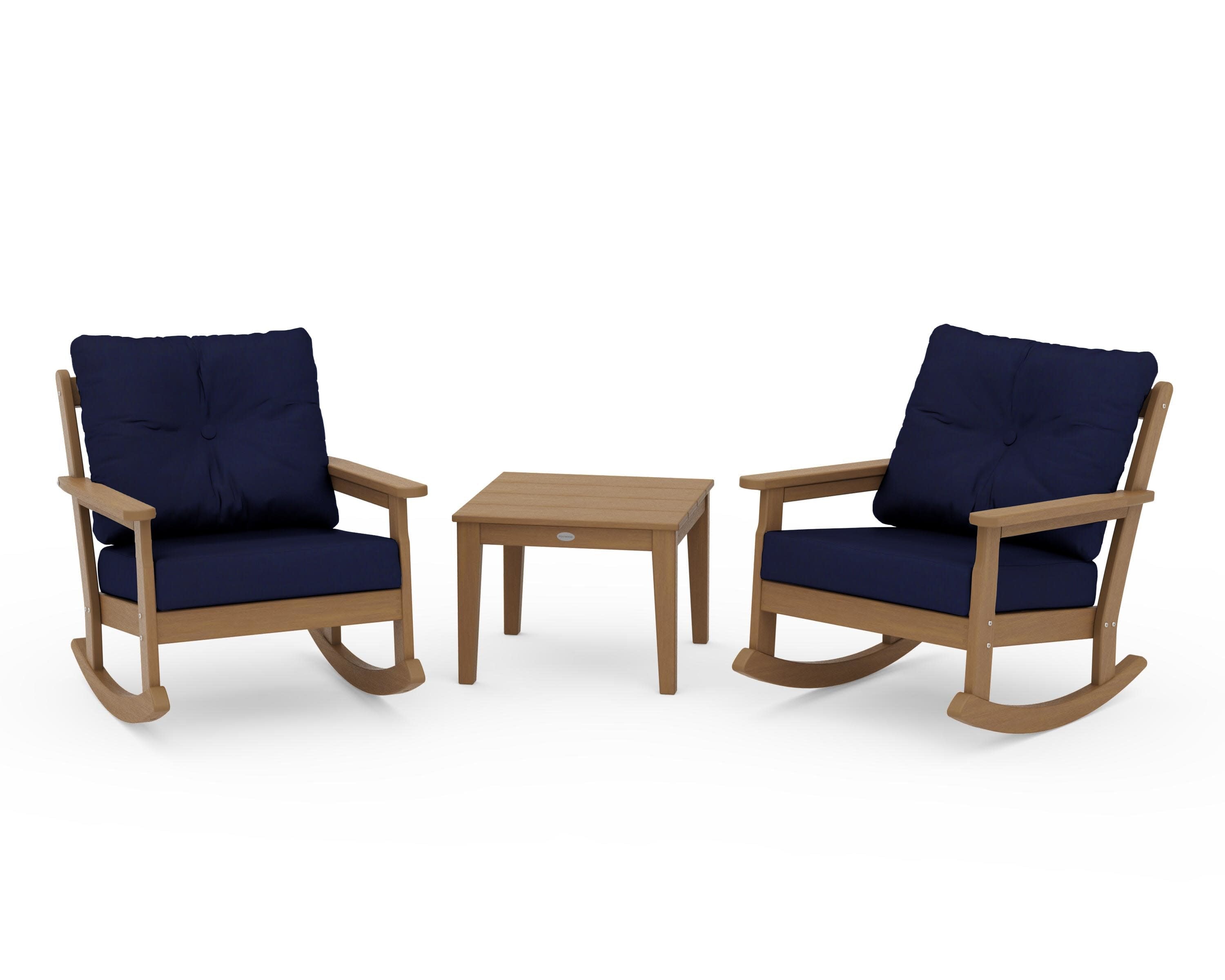 Vineyard 3-Piece Deep Seating Rocker Set in Natural / Navy