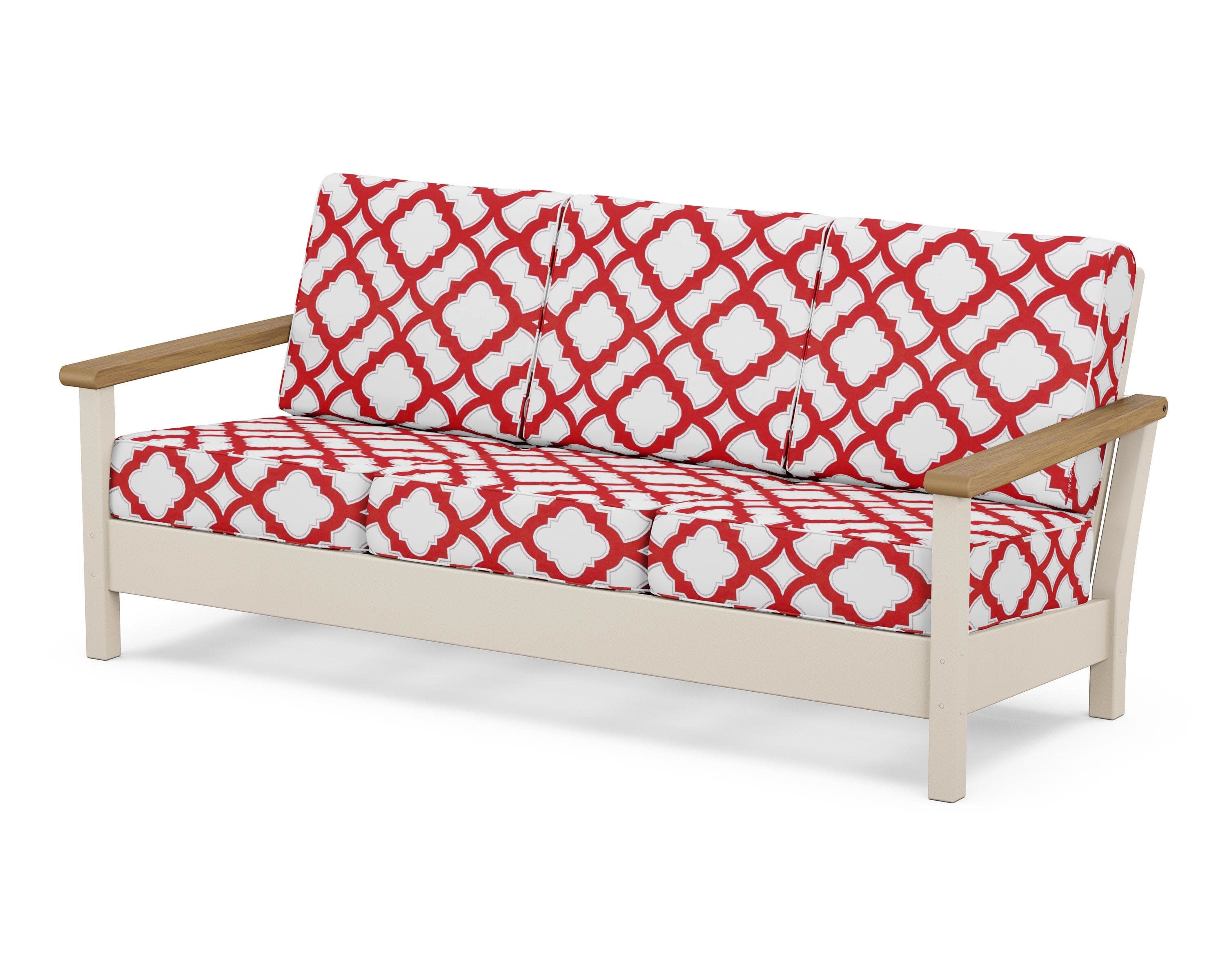 Harbour Deep Seating Sofa in Sand / Natural / Trellis Crimson
