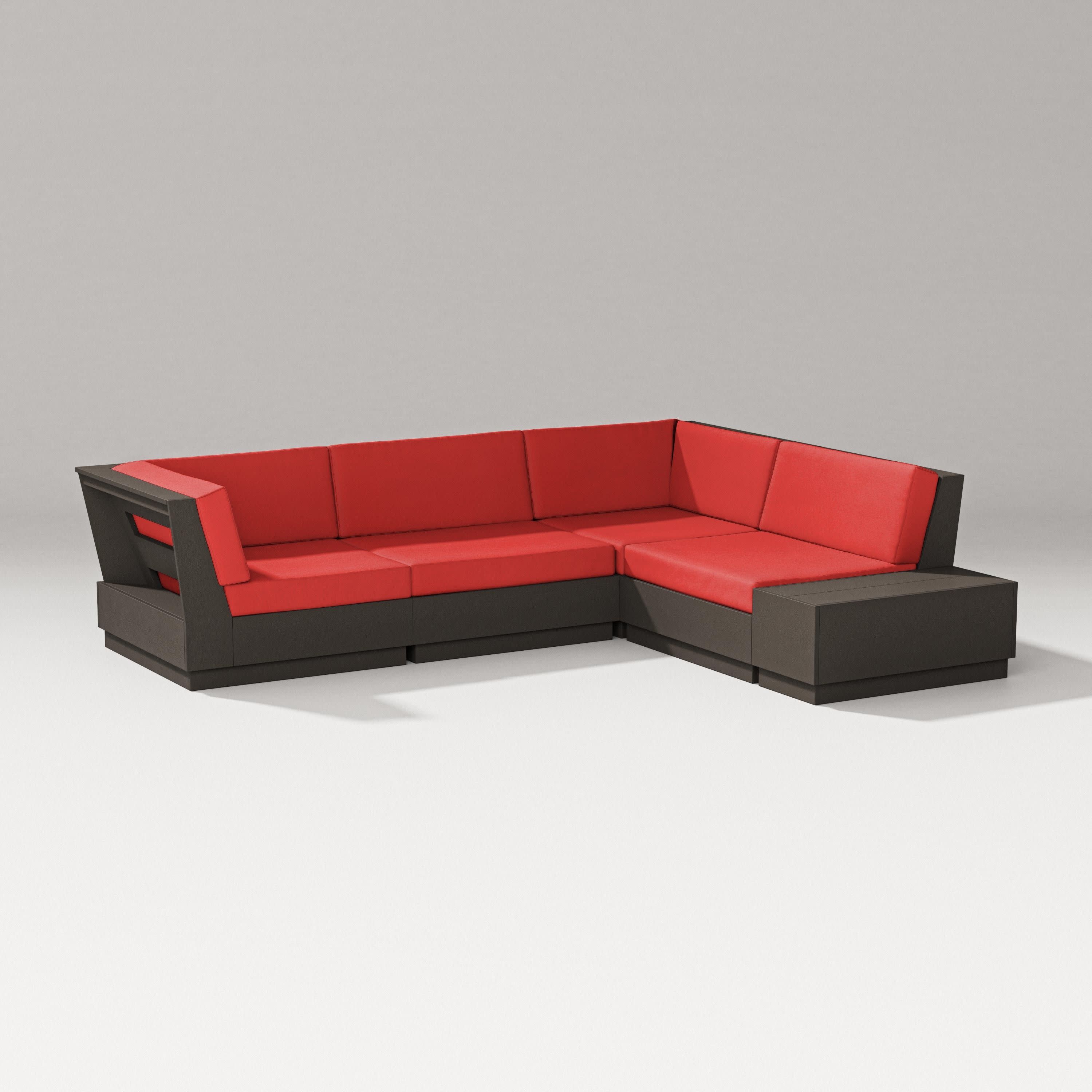 Elevate Corner Sectional in Vintage Coffee / Crimson Linen