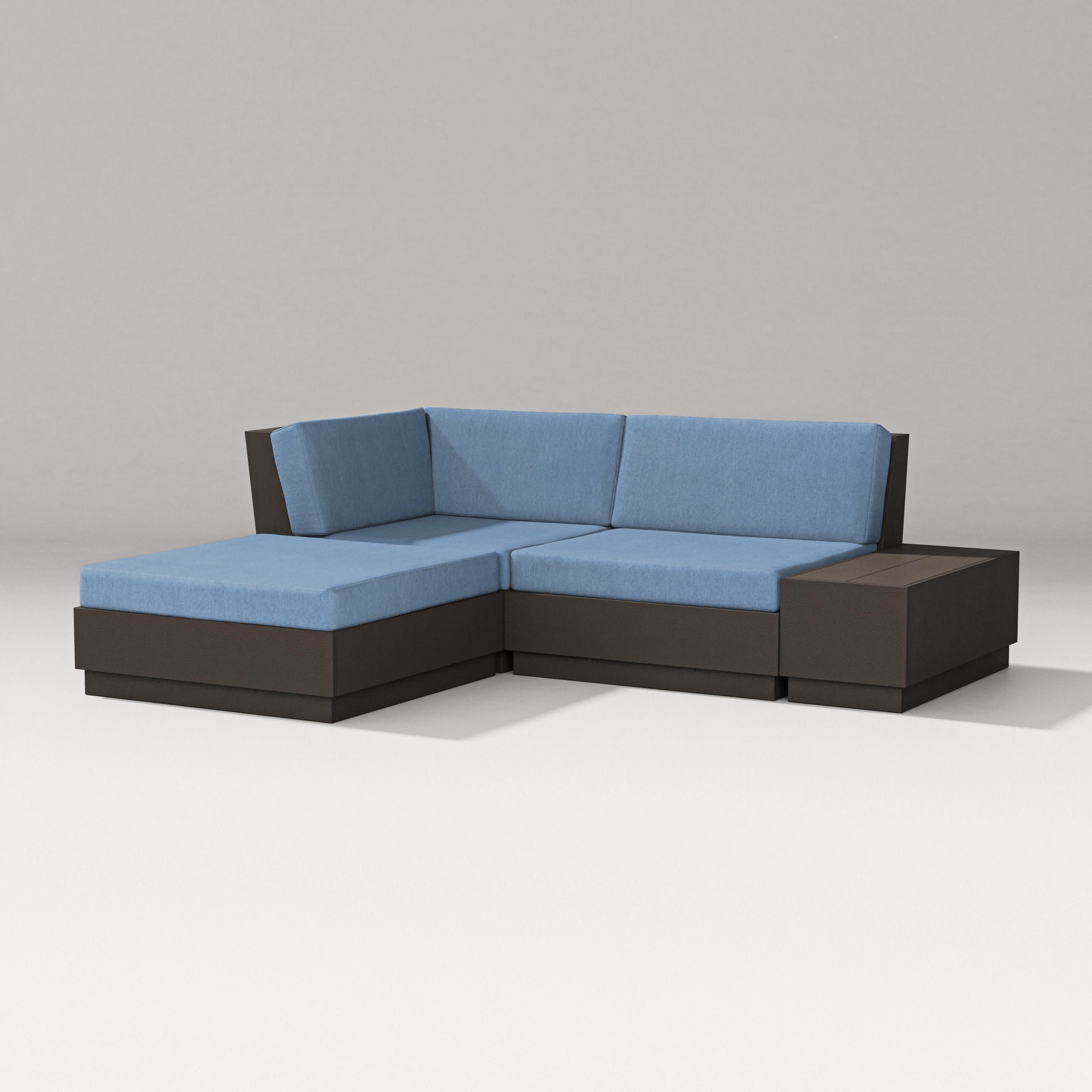 Elevate Loveseat Sectional with Chaise in Vintage Coffee / Sky Blue