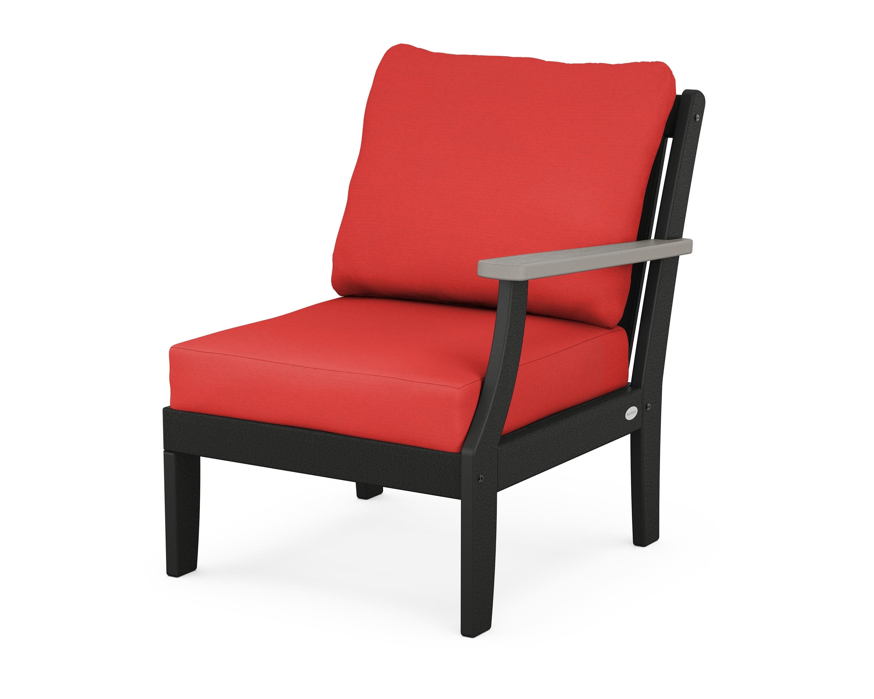 Braxton Modular Right Arm Chair in Black / Driftwood / Crimson Linen
