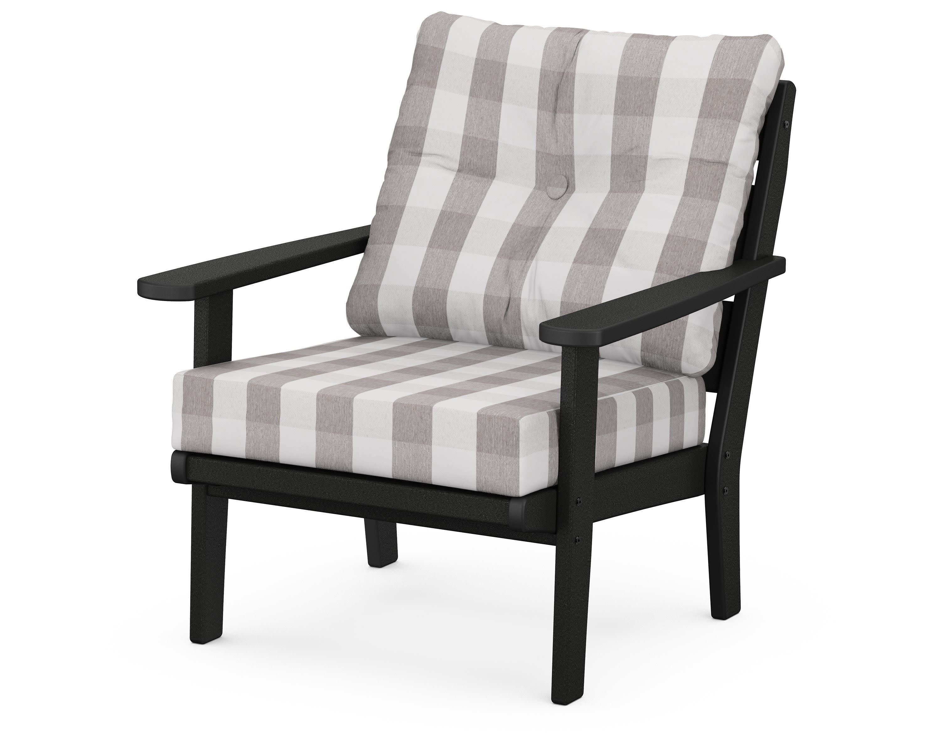 Lakeside Deep Seating Chair in Black / Buffalo Plaid Grey Mist