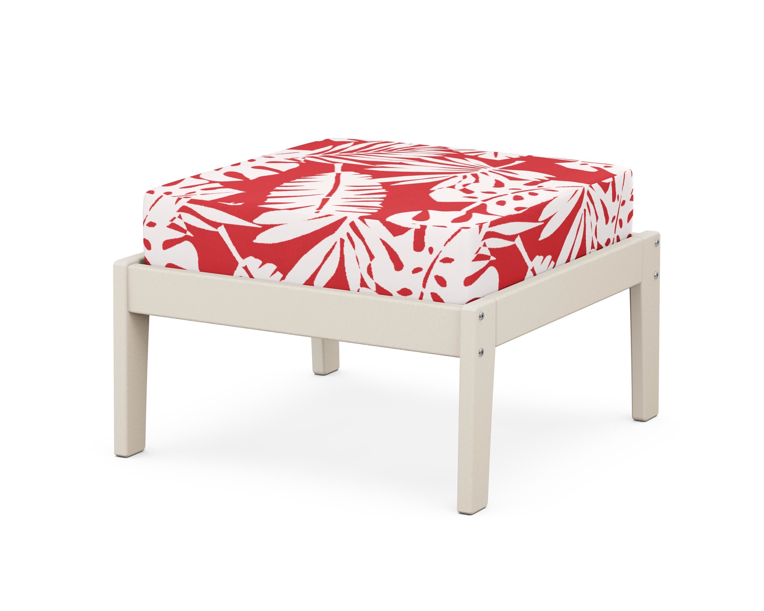 Deep Seating Ottoman in Sand / Leaf Crimson
