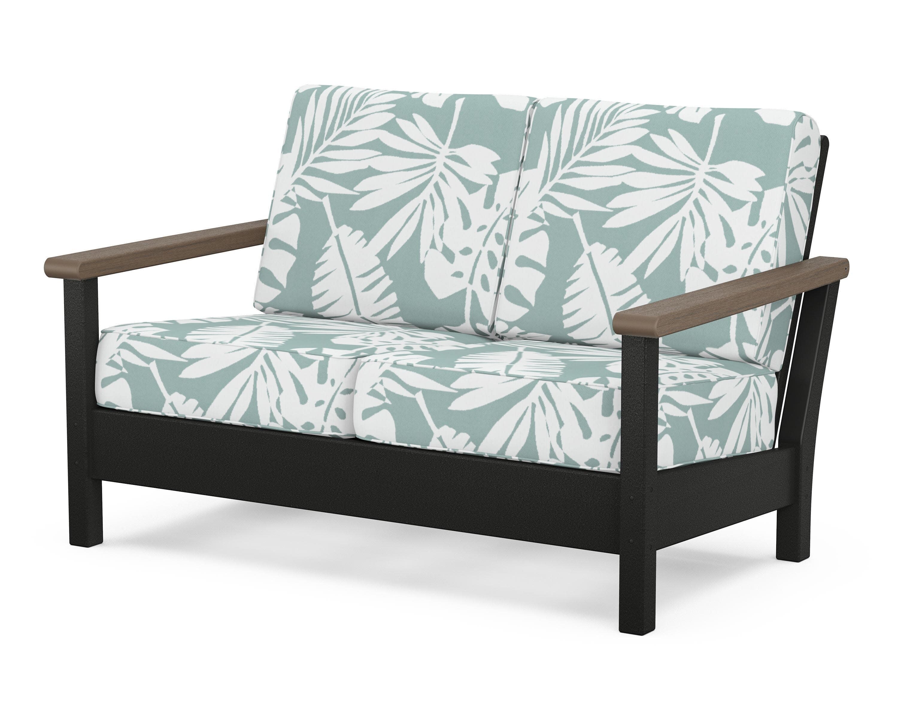 Harbour Deep Seating Loveseat in Black / Kona / Leaf Glacier Spa
