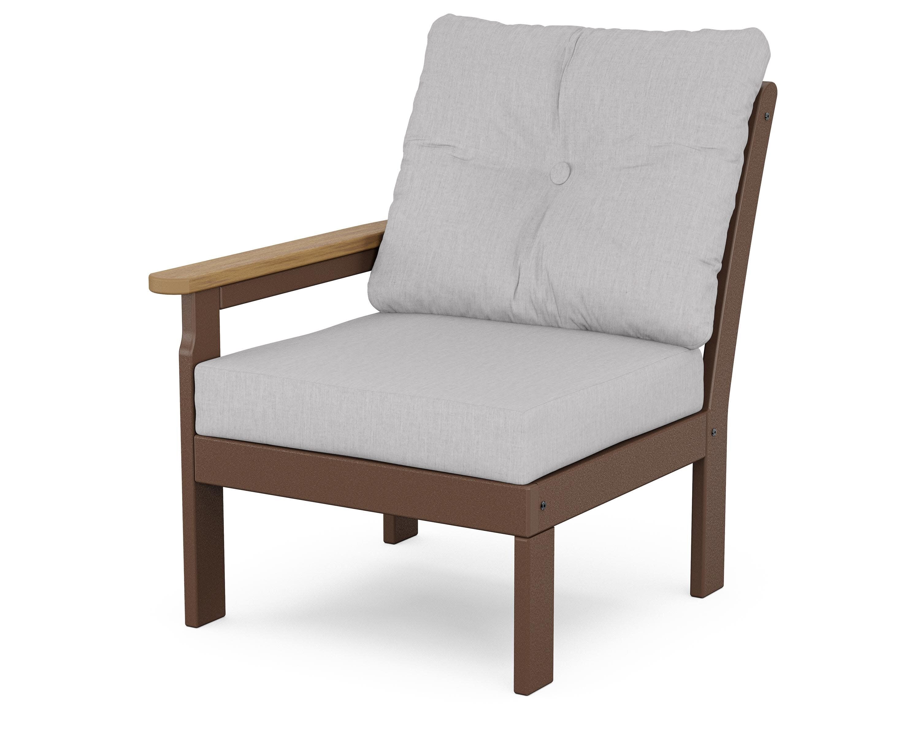 Vineyard Modular Left Arm Chair in Mahogany / Natural / Granite