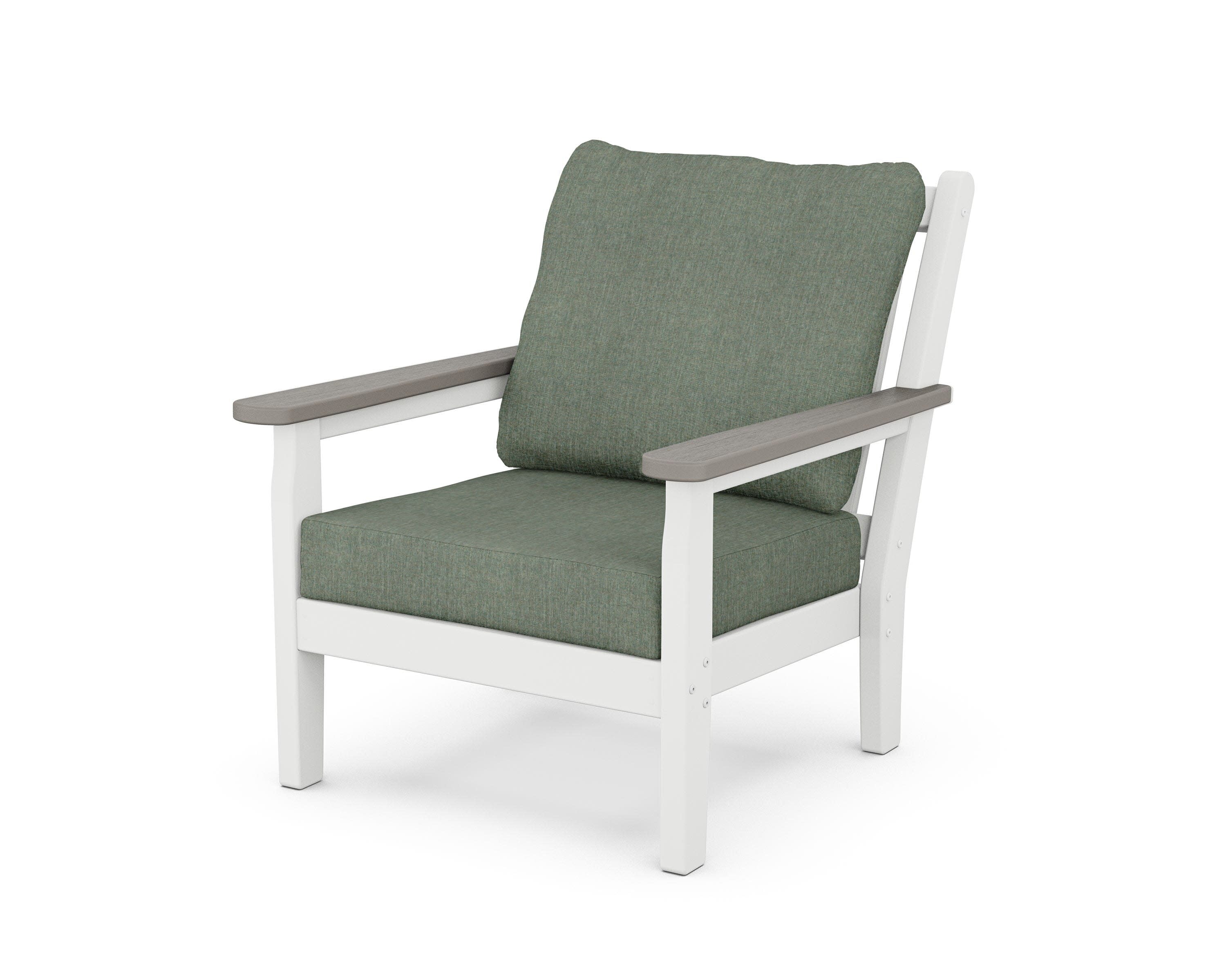 Chippendale Deep Seating Chair in White / Driftwood / Cast Sage