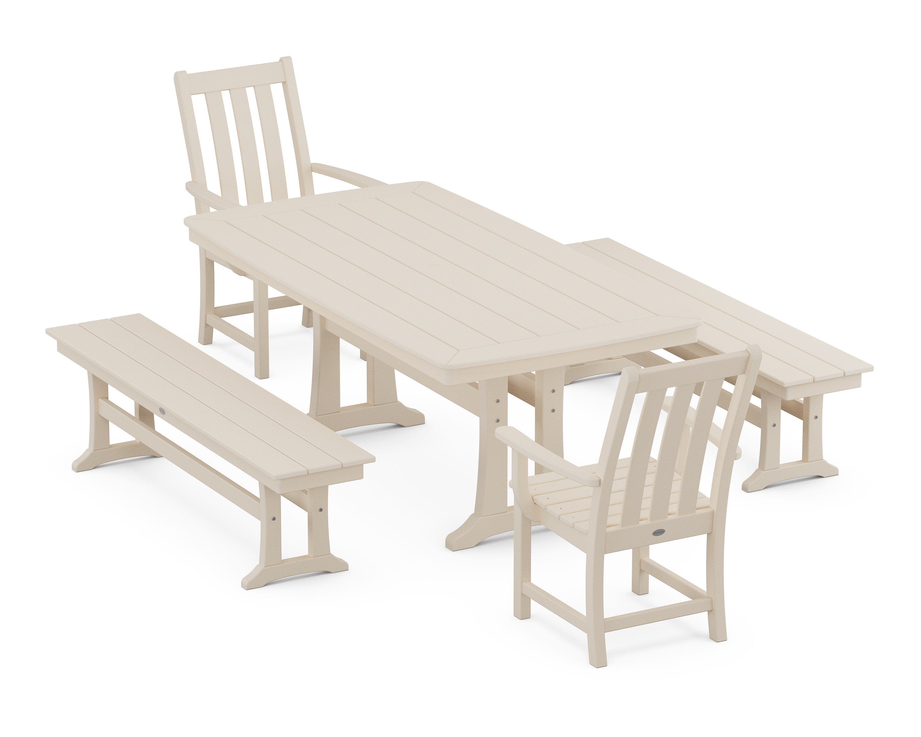 Vineyard 5-Piece Dining Set with Trestle Legs in Sand