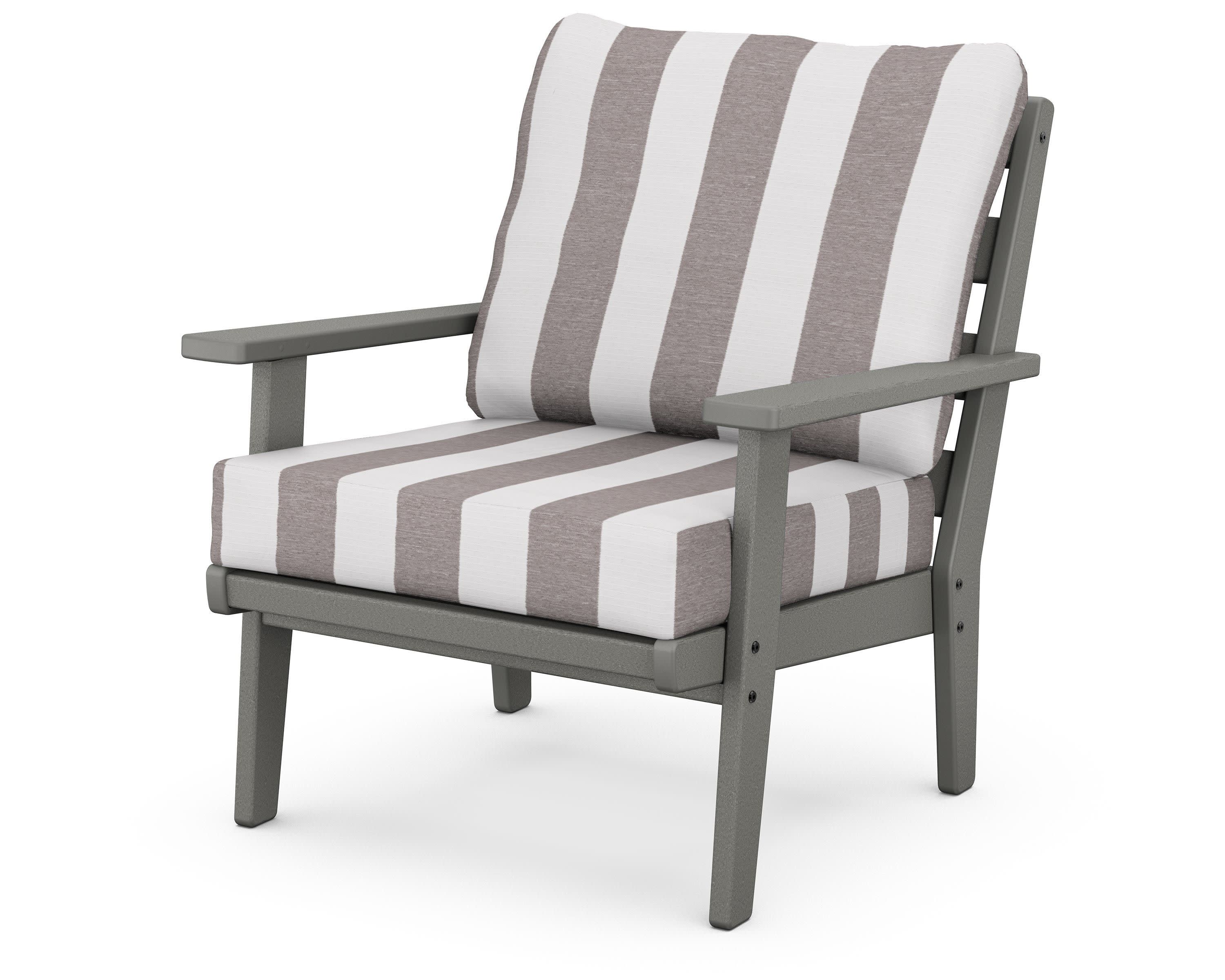 Grant Park Deep Seating Chair in Slate Grey / Cabana Stripe Grey Mist