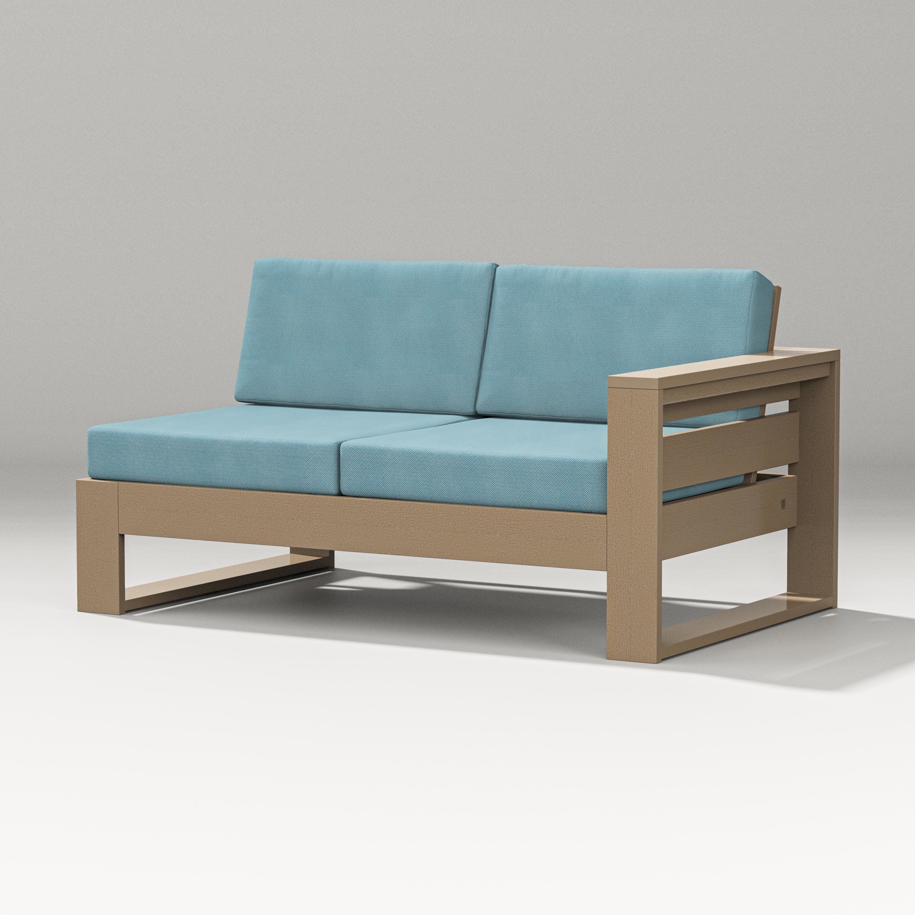 Latitude Modular Right Arm Loveseat in Vintage Sahara / Lattice Sky Blue